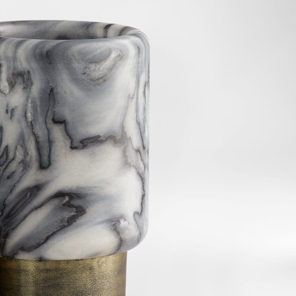 Cyan Design 11649 Roma Vase - Antique Brass & Grey Marble Small Decorative Vase for Home Decor, Wedding Centerpiece, Tabletop Display