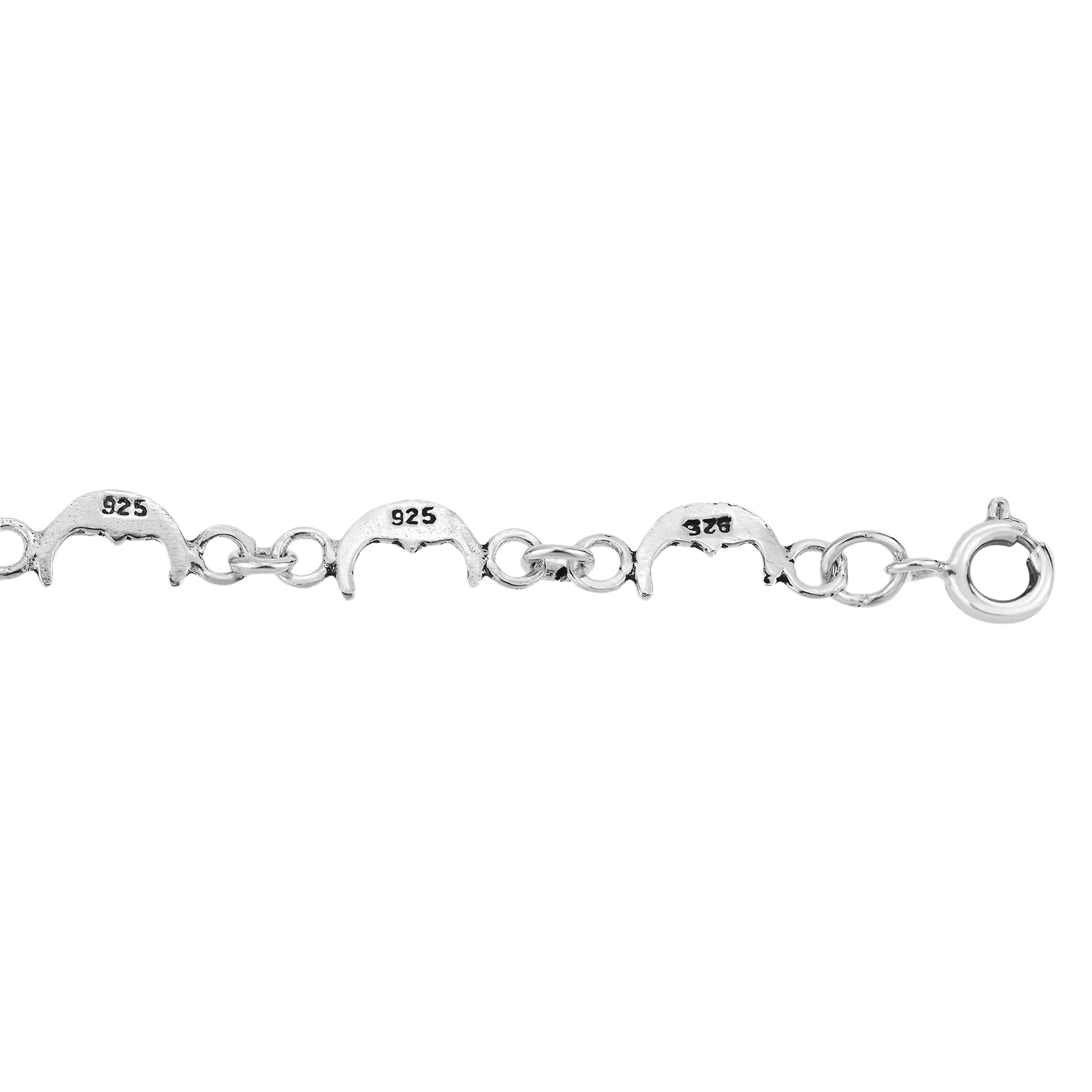 AeraVida Celestial Moon with Face .925 Sterling Silver Linked Charm Bracelet for Women - Elegant Boho Jewelry Gift for Birthday, Anniversary & Special Occasions