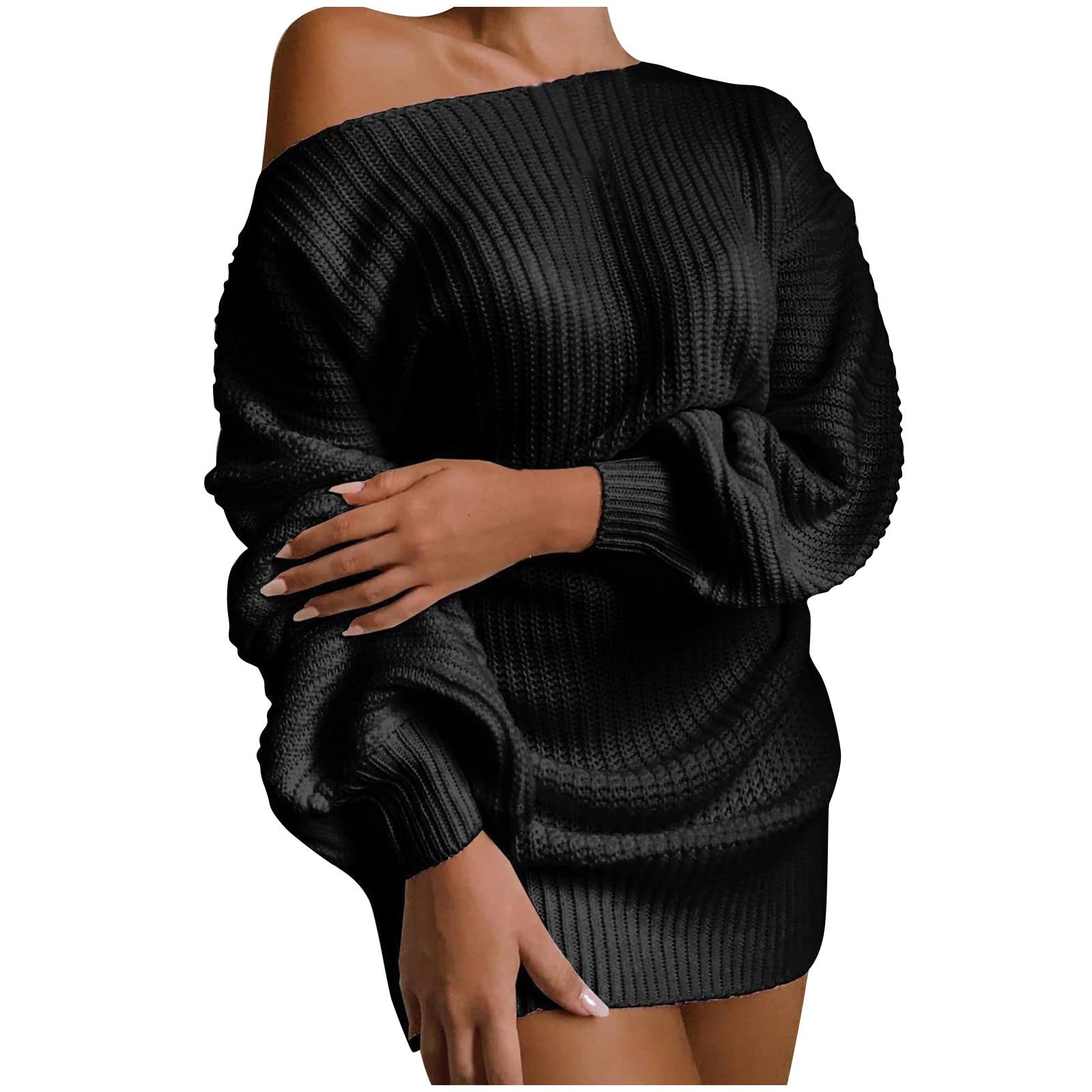 Mintuse Women's Casual Knit Dress Long Sleeve Pullover Fall Winter Tunic Sweater Dress for Work, Date Night & Holiday Parties