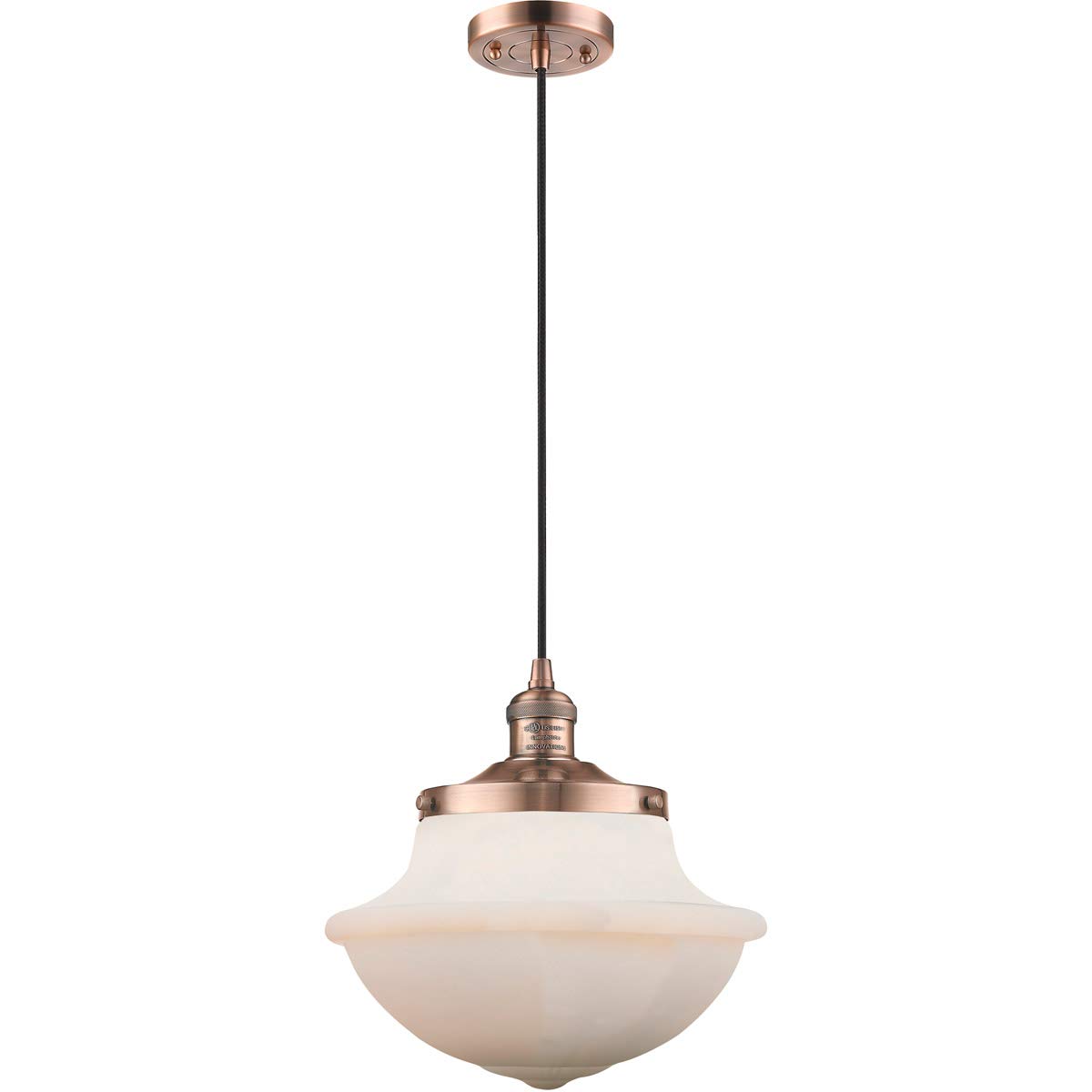 Franklin Restoration Collection Antique Copper Mini Pendant Light - Large Oxford 1-Light Fixture for Kitchen Island, Dining Room & Entryway Lighting