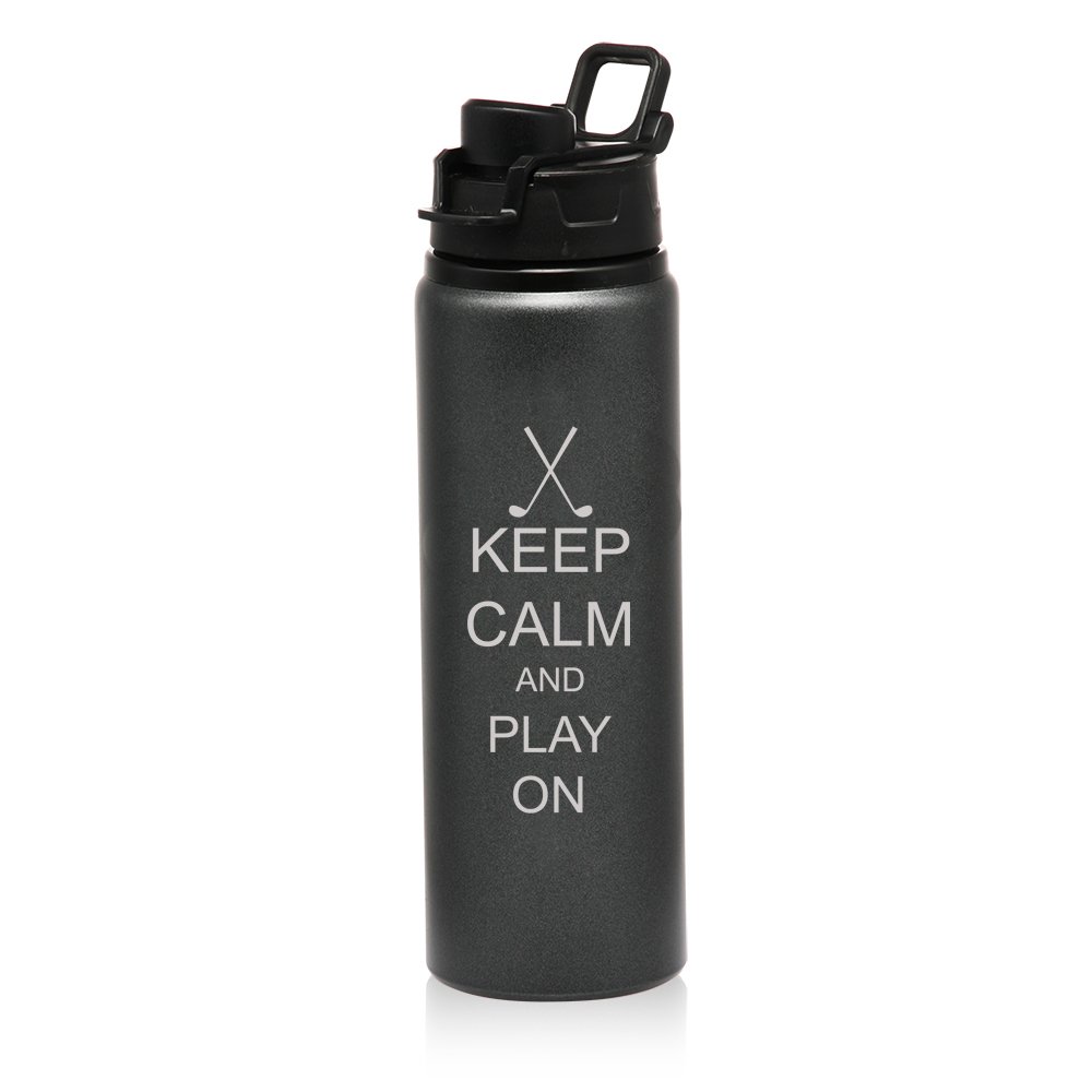 25 oz Aluminum Sports Water Bottle - Insulated Travel Thermos for Golf, Hiking & Outdoor Activities | Keep Calm & Play On | Leak-Proof & Durable