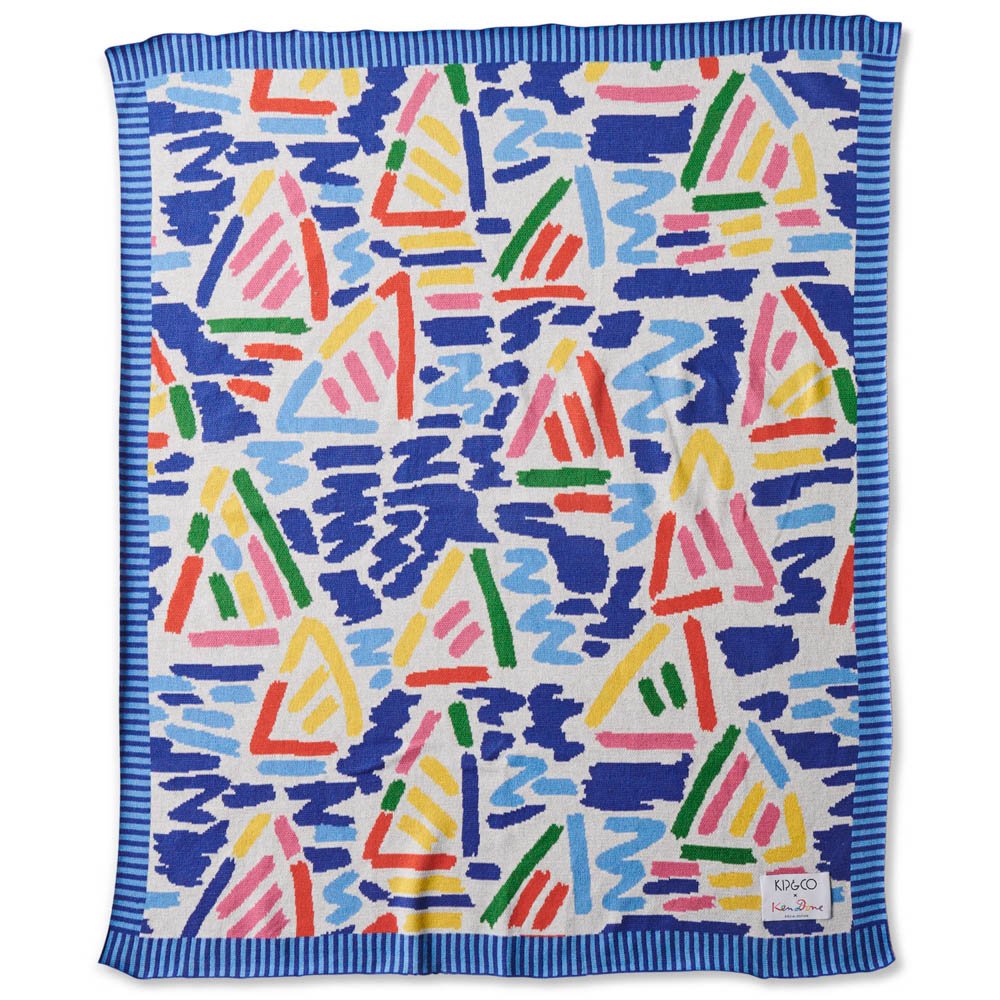 Kip&CO X Ken Done Little Tackers Knitted Cotton Baby Blanket - Soft & Cozy for Nursery, Stroller, and Travel