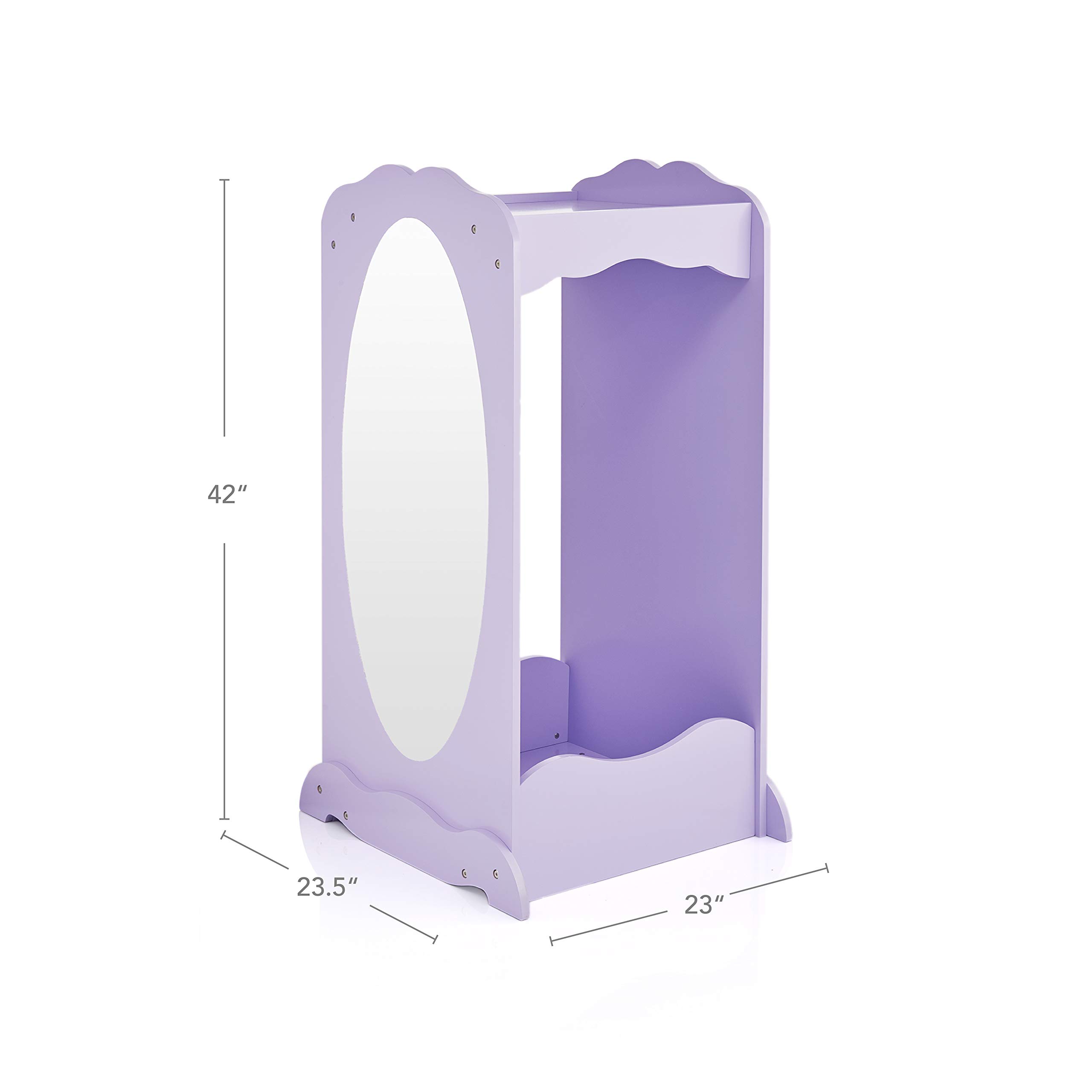 Guidecraft Dress Up Cubby Center - Lavender: Kids Closet Organizer with Mirror & Hooks, Toddler Wardrobe for Costumes, Shoes & Clothing Storage | Perfect for Bedroom, Playroom & Daycare Organization