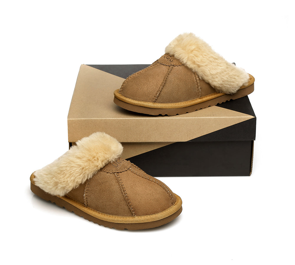 Australian Shepherd® UGG Slippers - Double Faced Sheepskin Wool House Shoes for Men & Women - Cozy Indoor/Outdoor Comfort for Winter & Home Relaxation