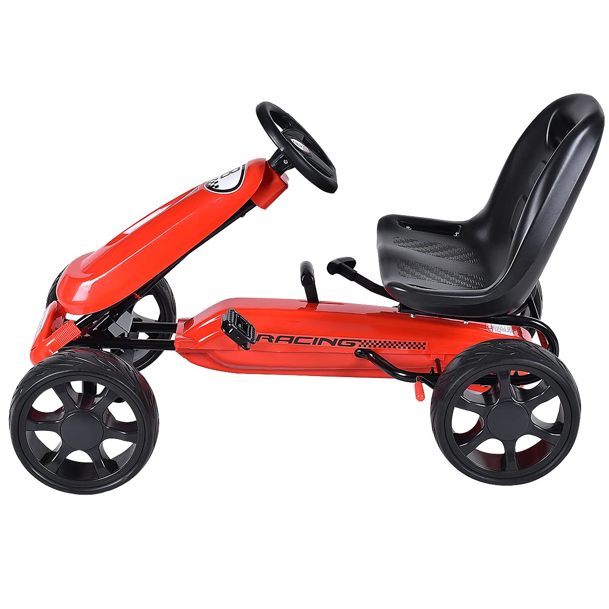 **GLACER Kids Go Kart - 4-Wheel Pedal Powered Ride-On Toy Car for Boys & Girls, Adjustable Seat & EVA Rubber Tires, Outdoor Racing Fun (Red) - Perfect for Backyard, Park, and Driveway Play**