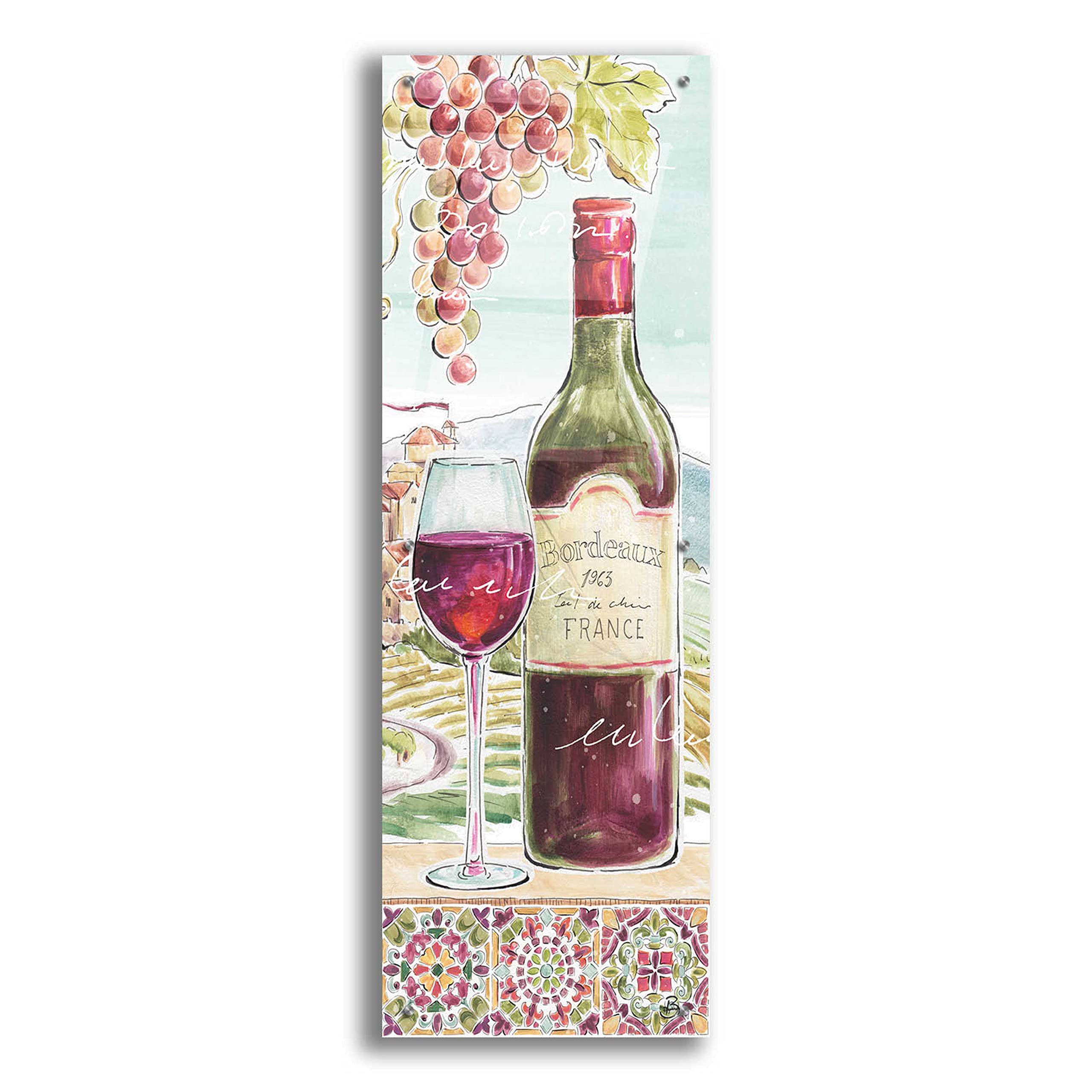 Epic Art 'Wine Country V' by Daphne Brissonnet - 16x48 Inch Acrylic Glass Wall Painting - Modern Home & Office Decor for Living Room, Bedroom, Dining Area