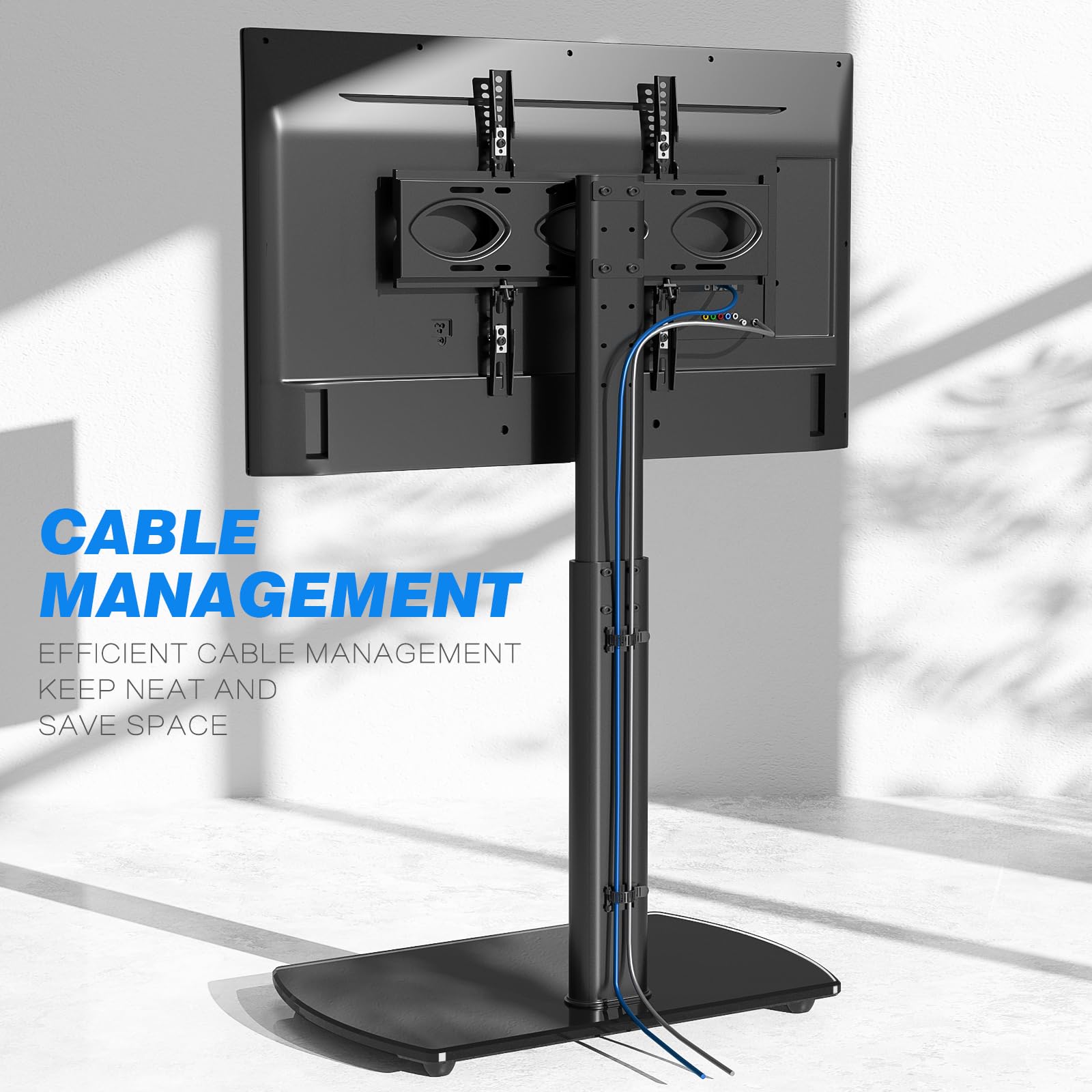 Universal Swivel TV Floor Stand for 32-65 Inch LCD LED Flat Screen TVs | Height Adjustable TV Mount Stand with Shelf | Space Saving Corner TV Stand for Living Room, Bedroom & Home Office | Sturdy Base & Smooth 360° Rotation for Optimal Viewing