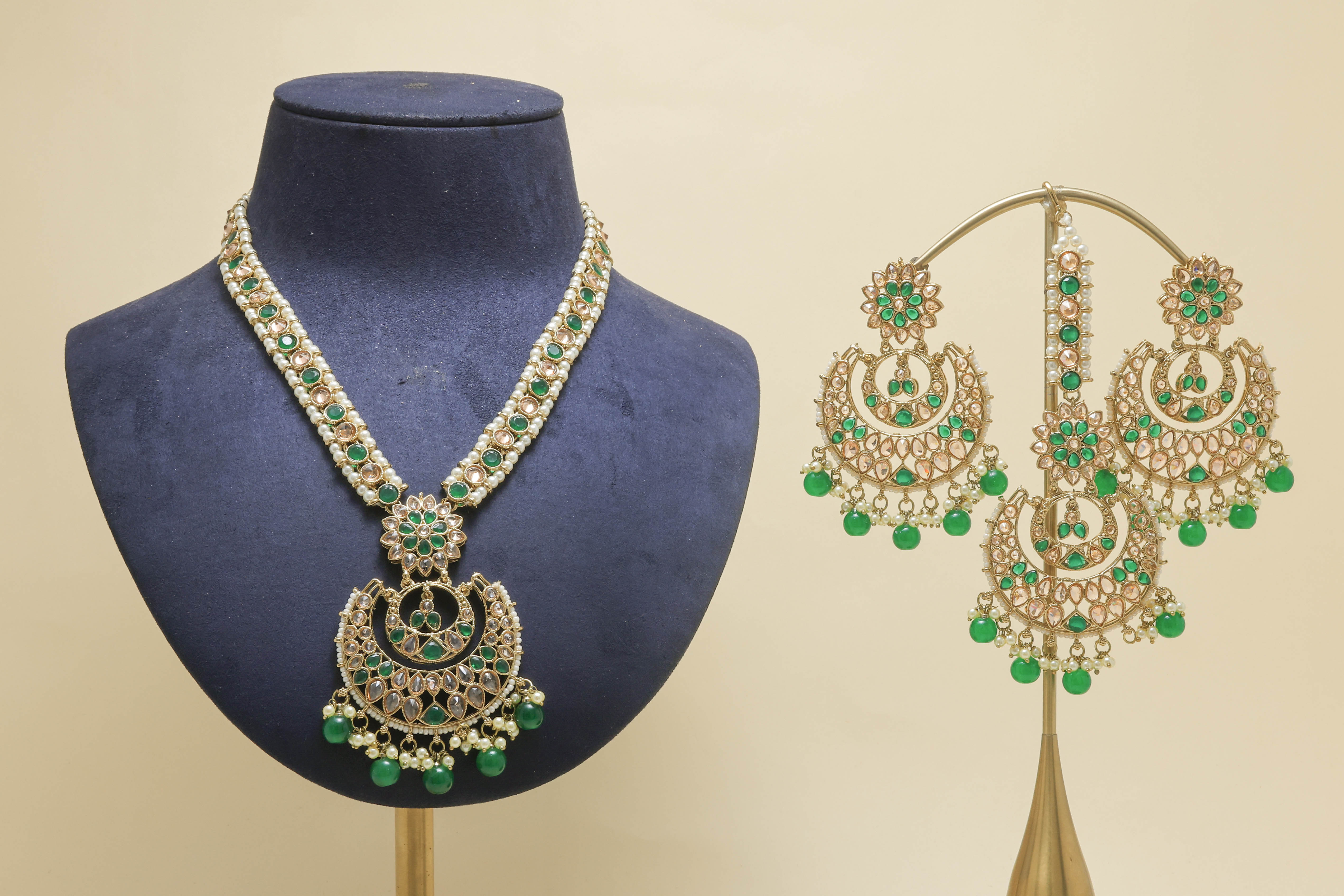 GEHNA POLKI MALA Full Set Jewelry - Traditional Indian Bridal Necklace Set for Weddings & Festive Occasions