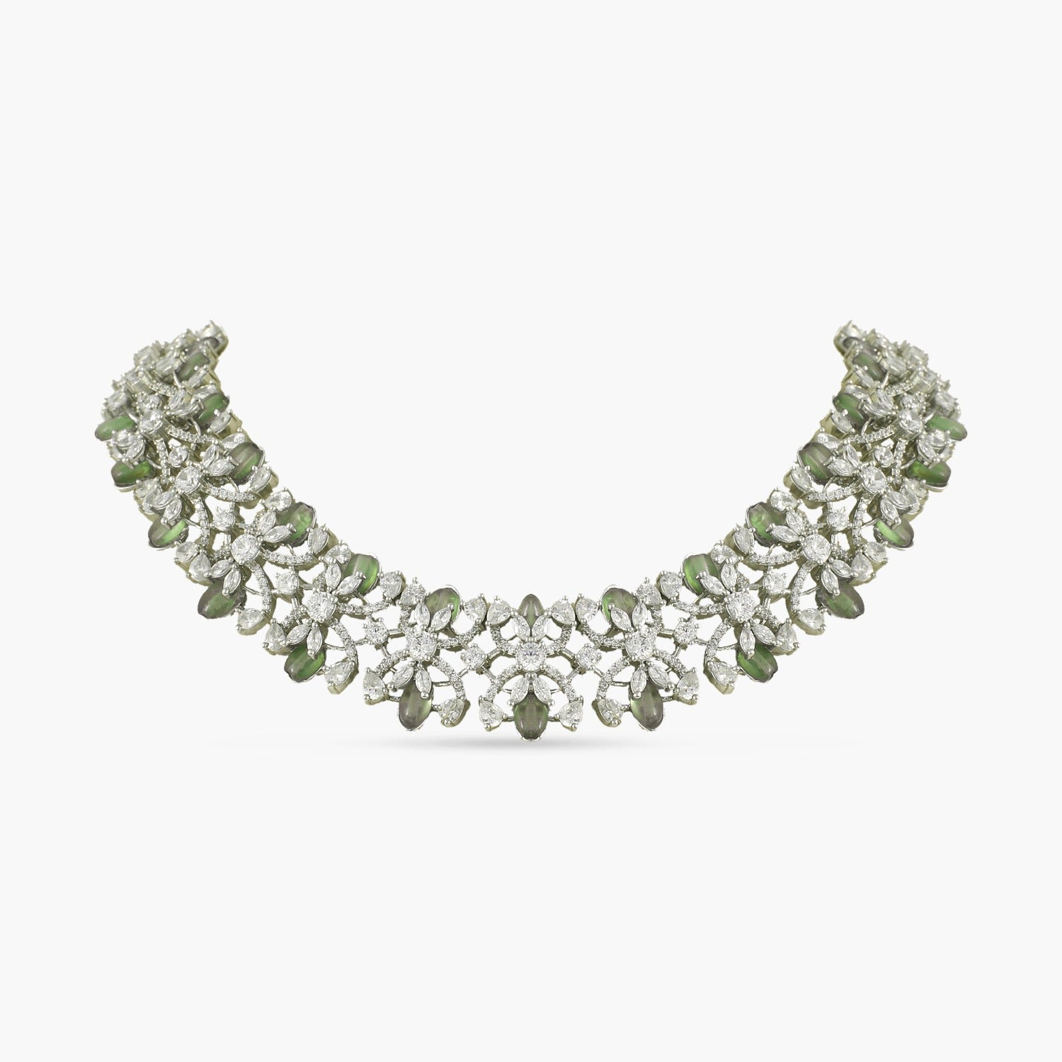 Floral Symphony Cubic Zirconia Necklace - Elegant CZ Jewelry for Women, Perfect for Weddings, Parties & Special Occasions