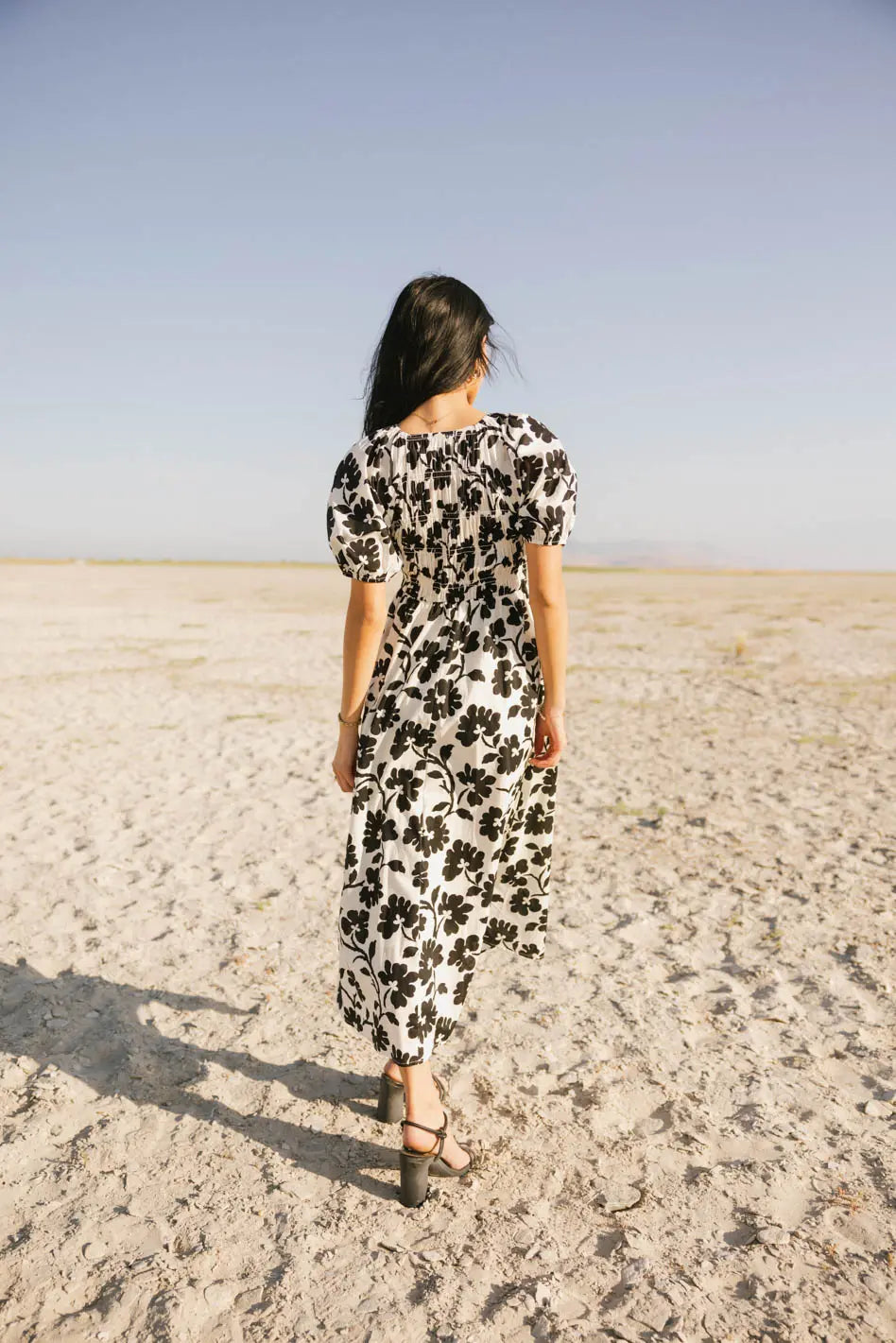Marnie Smocked Midi Dress for Women - Floral Summer Dress with Puff Sleeves & Elastic Waist | Perfect for Beach Vacations, Garden Parties & Date Nights