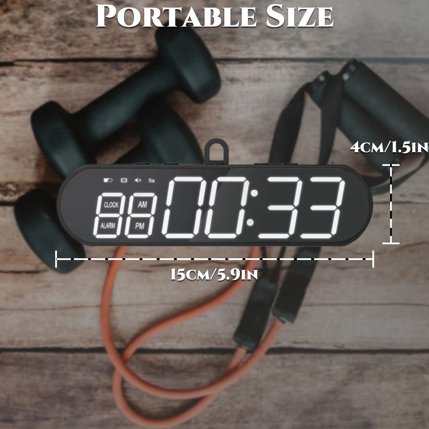 Rechargeable Gym Timer with 120DB Loud Alarm & Silent Mode - Built-in Magnet & Hook for Boxing, HIIT, Tabata, EMOM - Portable Interval Training Timer for Fitness, Yoga & Workouts - Perfect for Home Gyms & Outdoor Training