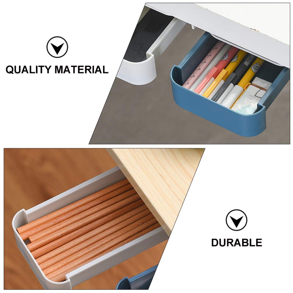 NUOBESTY 2-Pack Under Desk Organizer - Retractable Hidden Drawer for Pens, Pencils & Stationery - Adhesive Mount Desk Storage Tray - Perfect for Office, Study & Home Workspace Organization