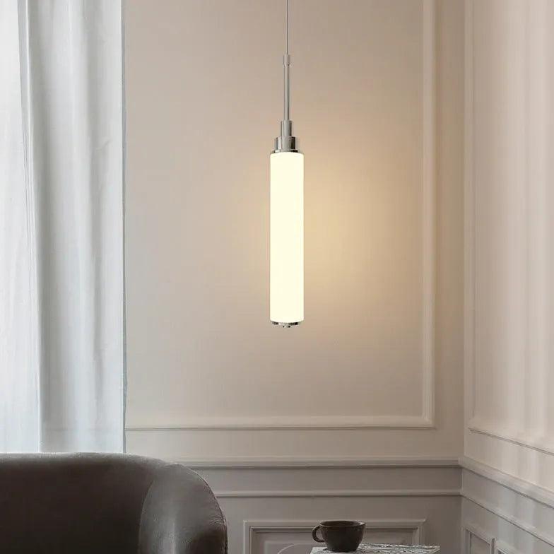 Modern White Cylindrical Pendant Light - Sleek Minimalist Design for Living Room, Dining Room & Bedroom Lighting | Energy Efficient LED Hanging Lamp for Home Decor