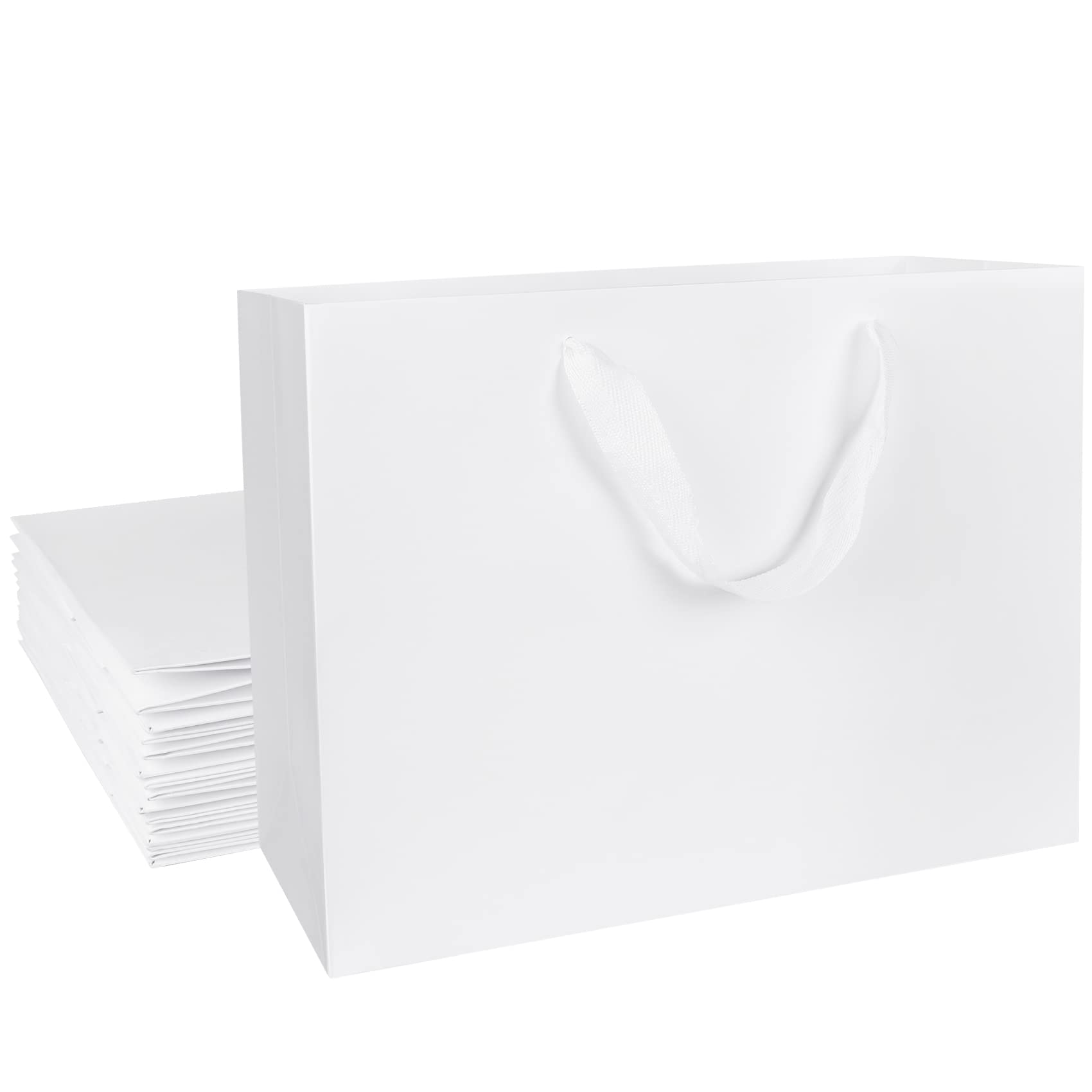 Eco-Friendly White Paper Gift Bags with Handles - 10 Pack Medium Size (10x8x4.25 inch) - Perfect for Retail, Small Business, Party Favors & Wedding Decorations - Sustainable Shopping Bags for Merchandise, Gifts & Special Occasions