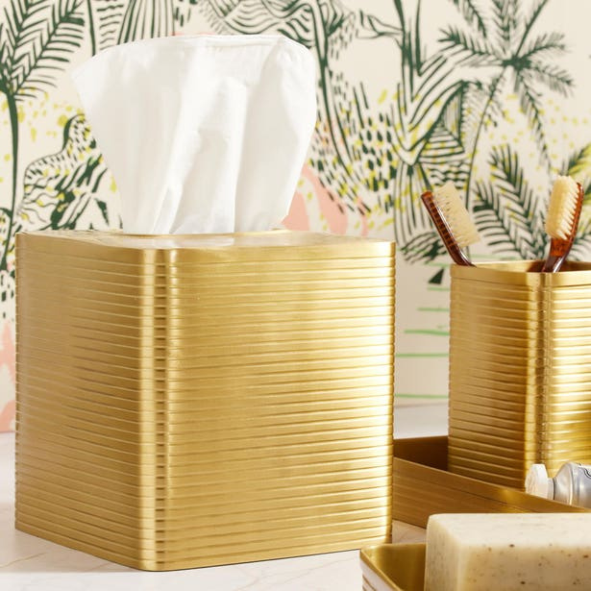 Elegant Adelaide Matte Gold Tissue Box Cover - Premium Home Decor for Living Room, Bedroom & Office | Stylish & Functional Tissue Holder