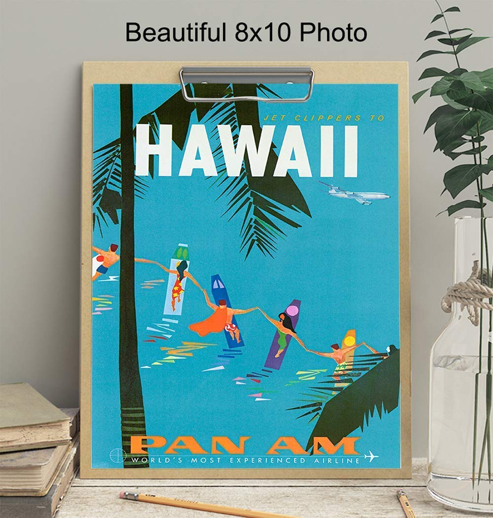Hawaii Travel Poster Wall Art Print - Tropical Hawaiian Home Decor for Beach House, Bedroom, Bathroom & Living Room - Perfect Gift Idea - 8x10 Unframed Photo - Ideal for Vacation Vibes, Coastal Decor & Tropical Theme Rooms