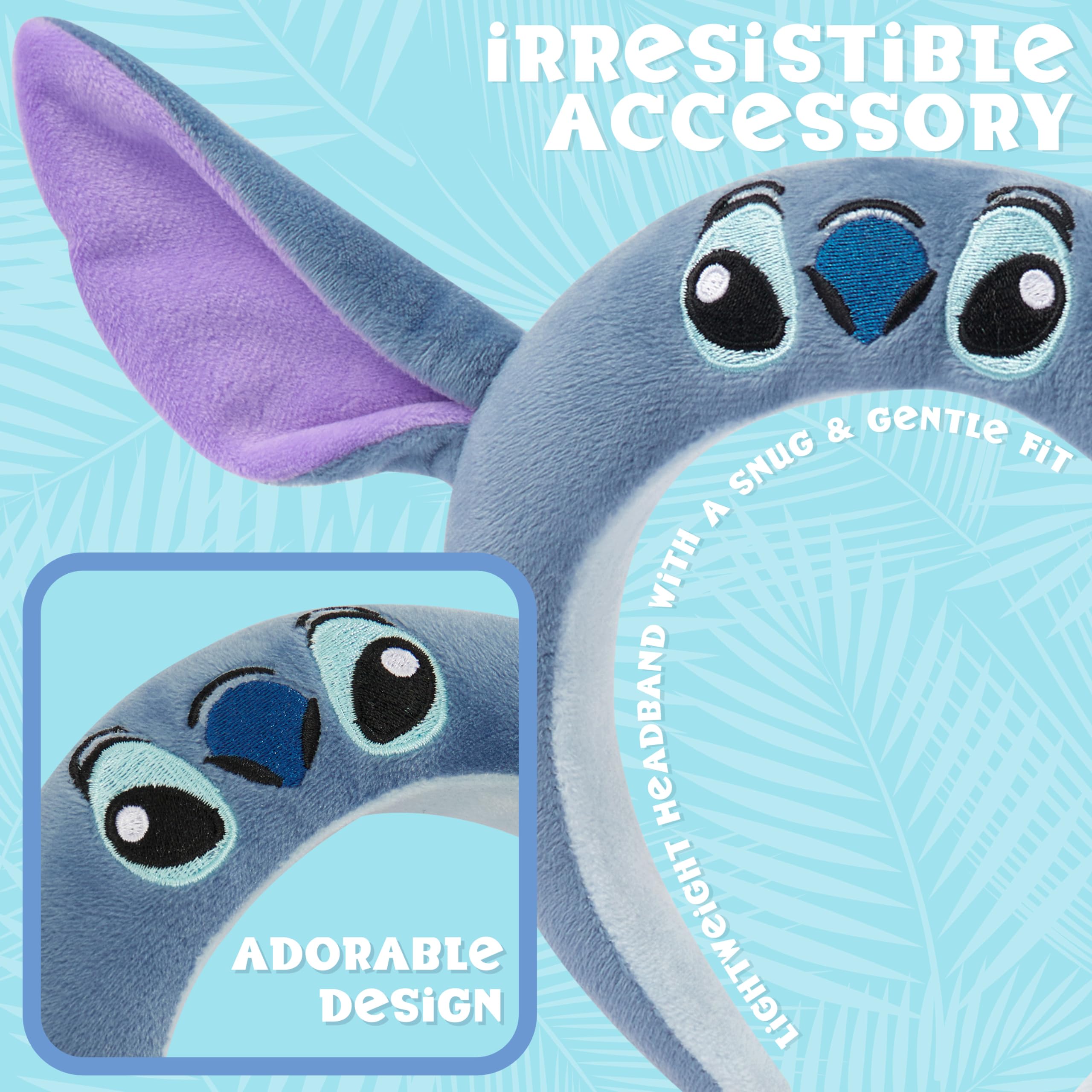 Disney Stitch Girls Headband with Ears - Cute Hair Accessories for Kids & Teens - Perfect for Skincare, Fancy Dress Parties, Cosplay & Stitch Themed Gifts - Great for Birthday, Halloween & Disney Fans