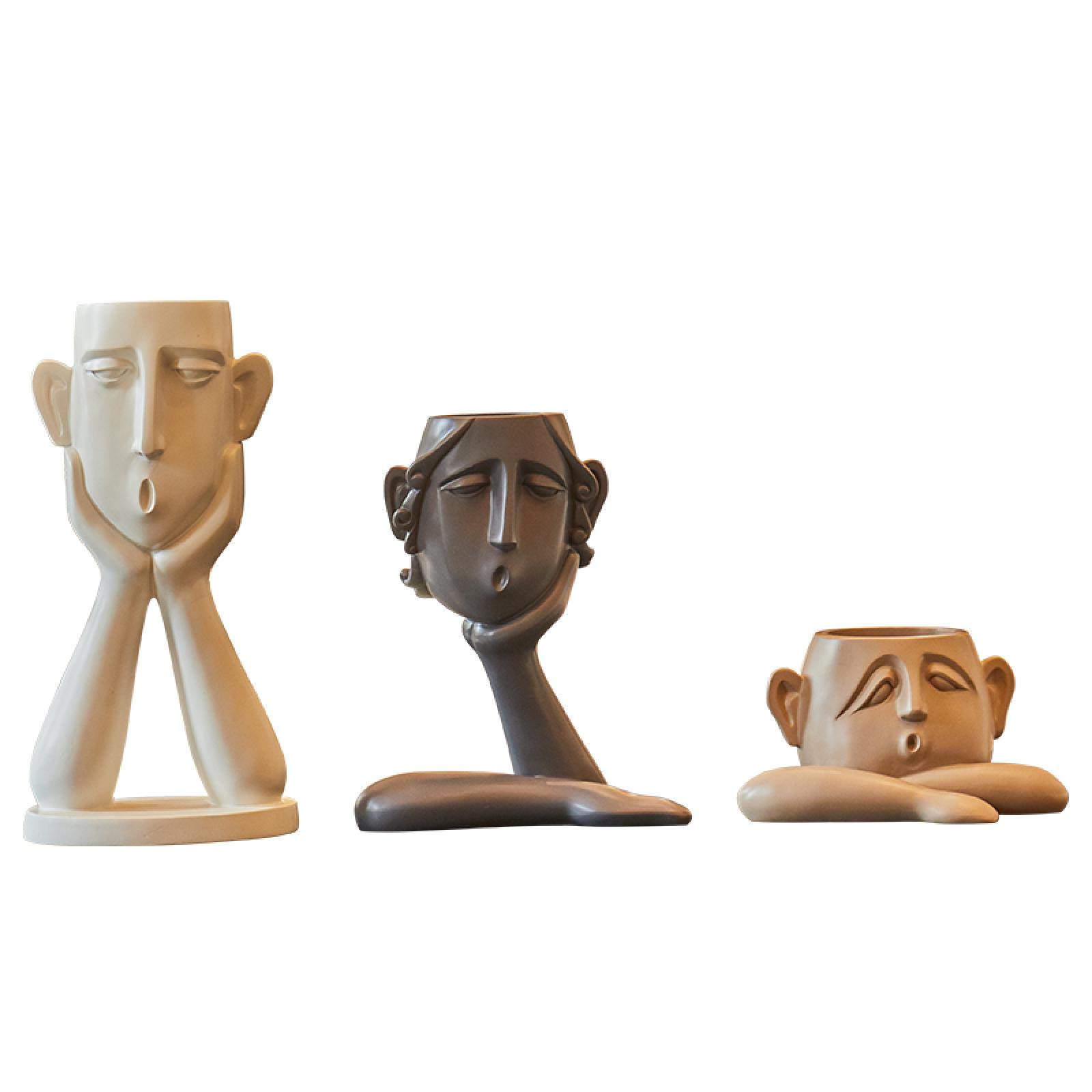 Abstract Resin Sculpture Statue - Modern Outdoor Garden Decor, Indoor Living Room & Porch Decoration, Flower Pot Vase for TV Cabinet | Perfect for Home, Office & Patio Aesthetic