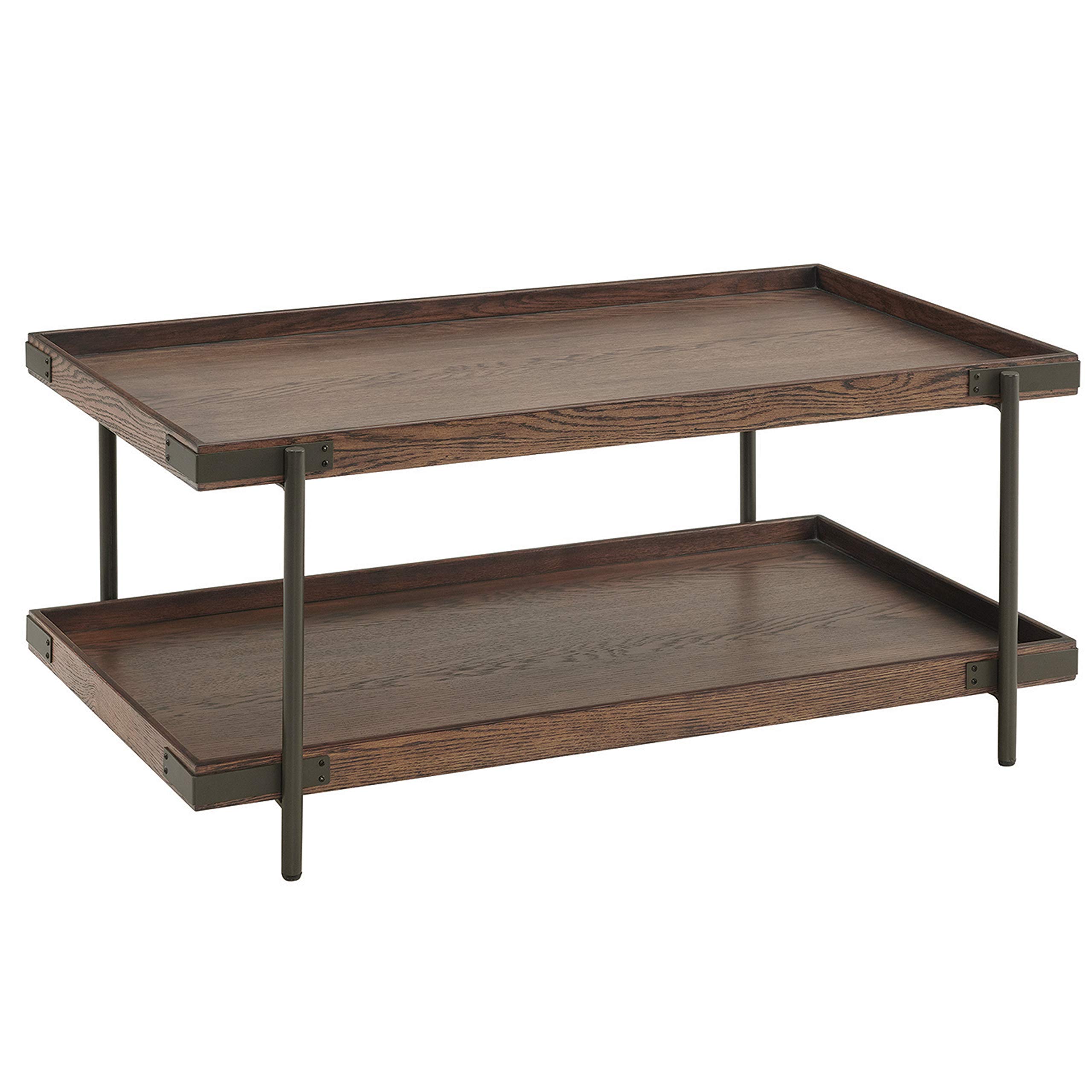 Kyra 4-Piece Oak & Metal Living Room Set with Coffee Table - Perfect for Small Spaces