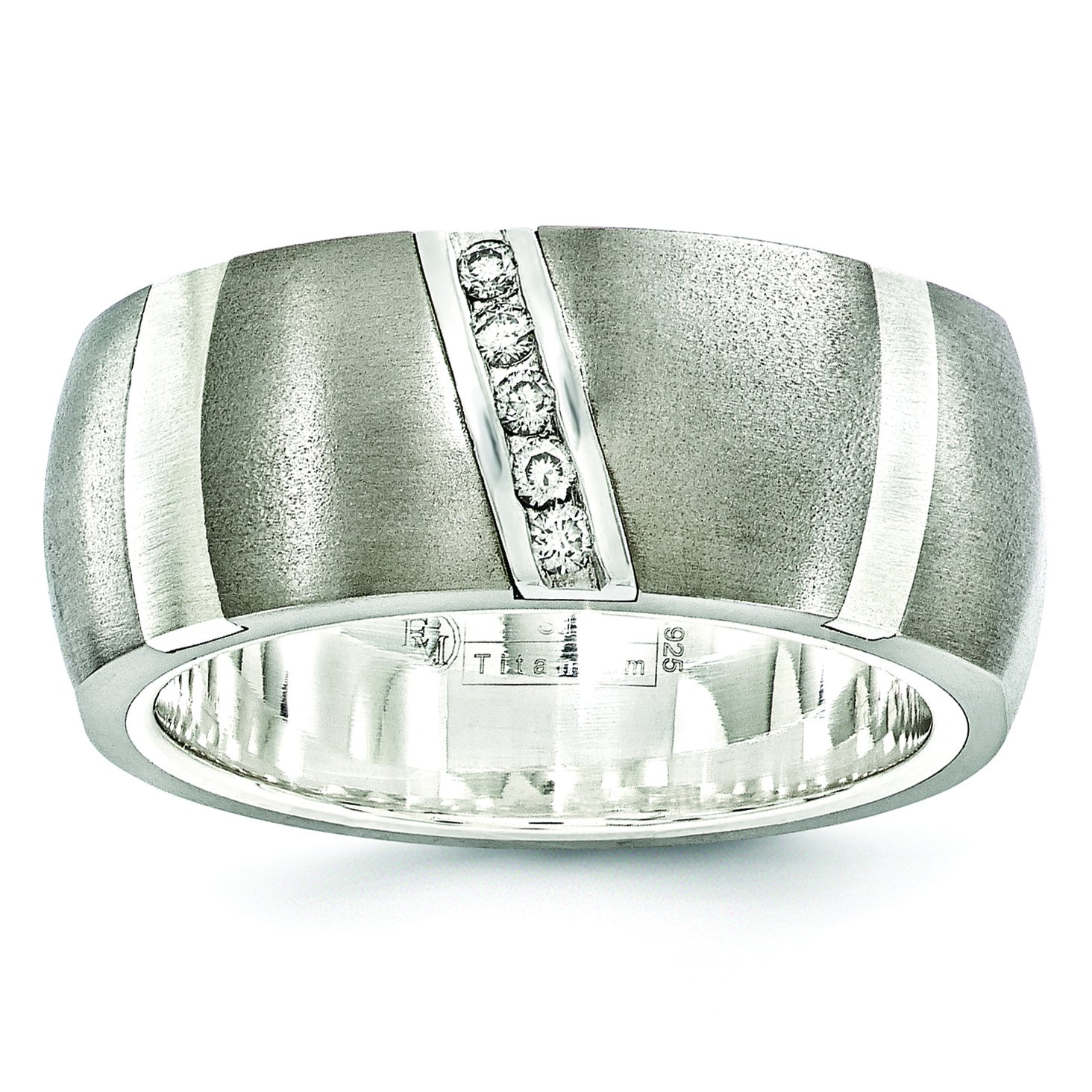 Diamond2Deal 925 Sterling Silver & Titanium Round Diamond Engagement Ring 0.1 Carat - Perfect for Proposals, Anniversaries & Wedding Bands