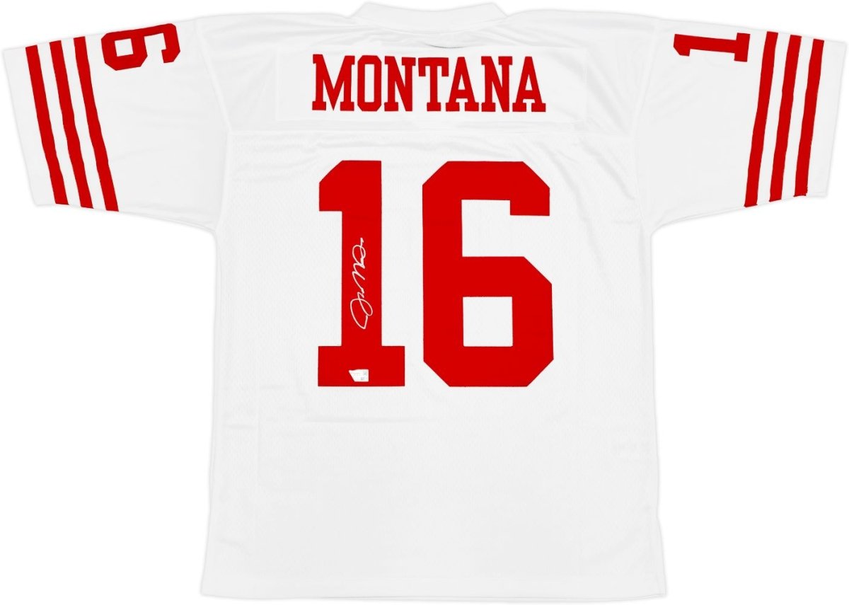 Joe Montana Autographed San Francisco 49ers White Mitchell & Ness Throwback Jersey with Fanatics Hologram - NFL Collectible for Fans & Memorabilia Display
