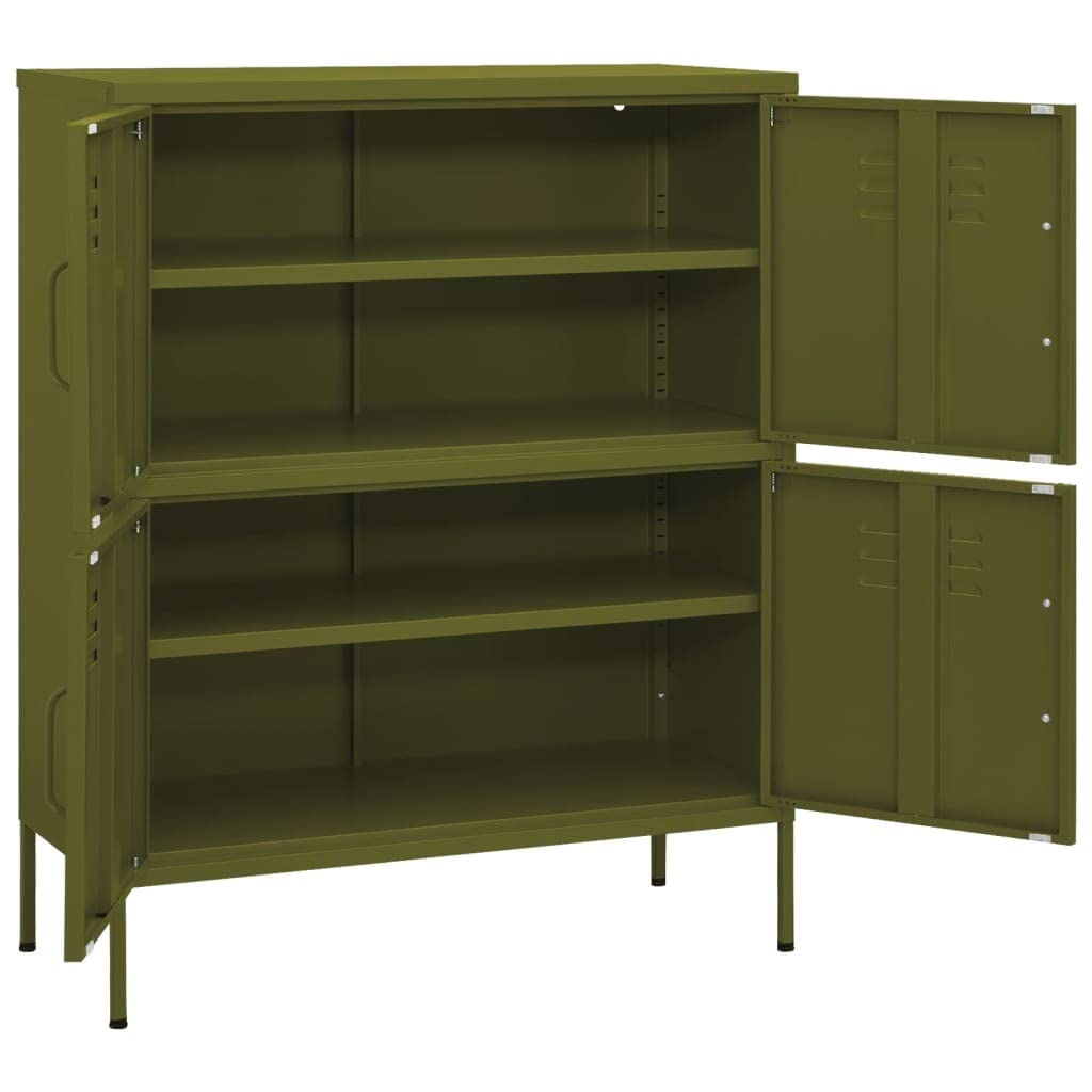 FAMIROSA 4-Door Steel Storage Cabinet with 2 Adjustable Shelves - 31.5