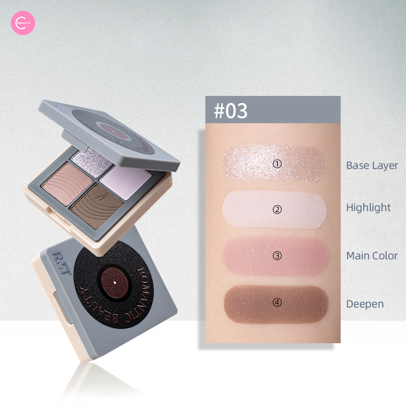 RMT Lumière Vinyl 4-Color Eyeshadow Palette - Long Lasting Pigmented Makeup for Day & Night Looks - Perfect for Parties, Weddings & Everyday Wear