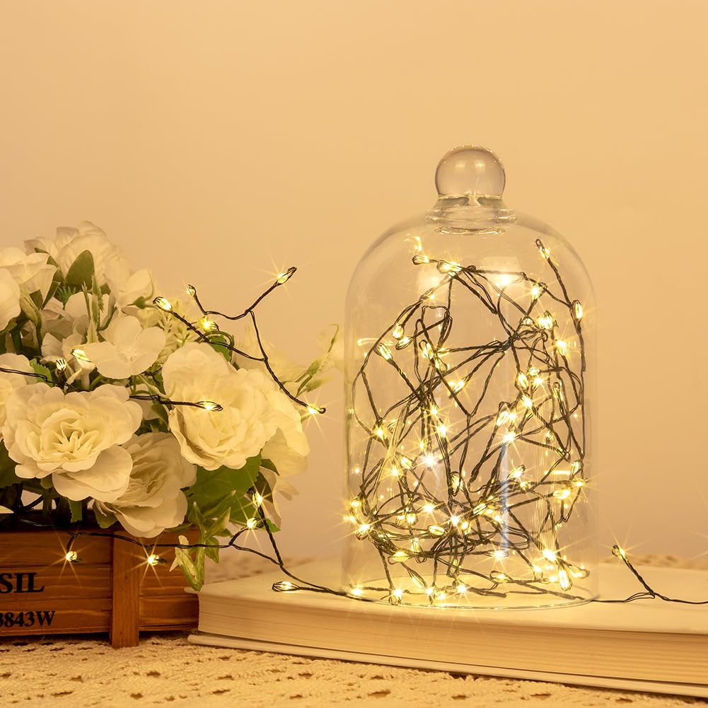 20FT 200LED Waterproof Fairy String Lights with Remote Control - 8 Lighting Modes, Green Wire, Warm White for Christmas, Wedding, Birthday, Garden, Patio Decor - Indoor & Outdoor Use