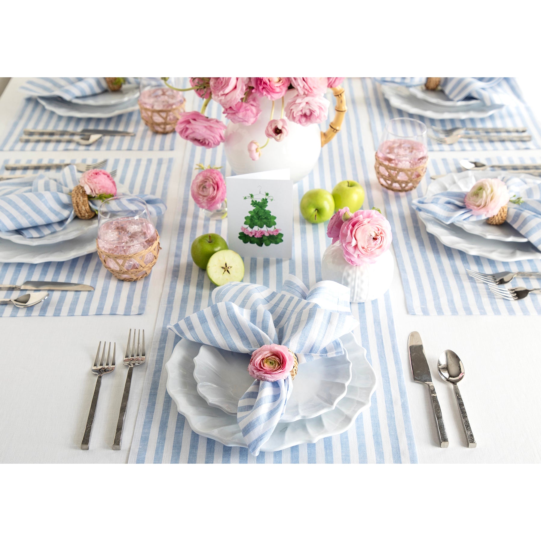 Amalfi Stripe Table Runner - Elegant Cotton Table Decor for Dining Room, Kitchen & Wedding - Perfect for Holiday Dinner Parties & Home Decor