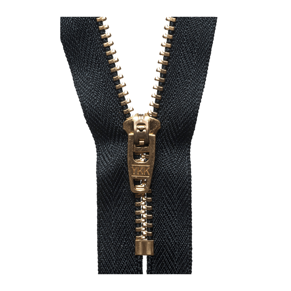 YKK Heavy Duty Jeans Zipper 8 Inch / 20cm - Black Brass Metal for Denim Pants, Jackets & DIY Sewing Projects | Durable Fashion Accessory for Clothing Repair & Crafting