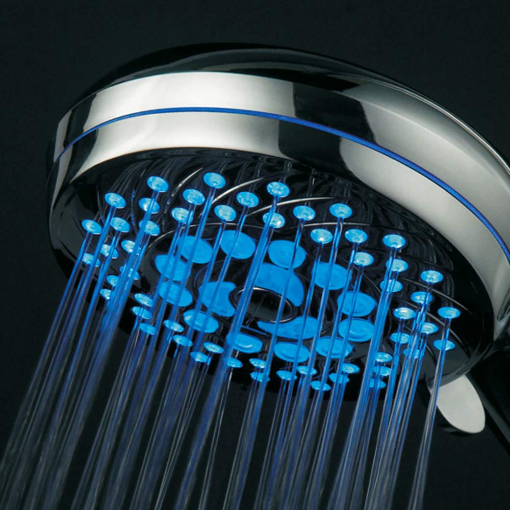 HotelSpa Neon Ultra-Luxury 7-Setting LED Hand Shower with Chrome Face & Color-Changing Temperature Sensor - Perfect for Bathroom, Spa, Hotel & Home Luxury Shower Experience