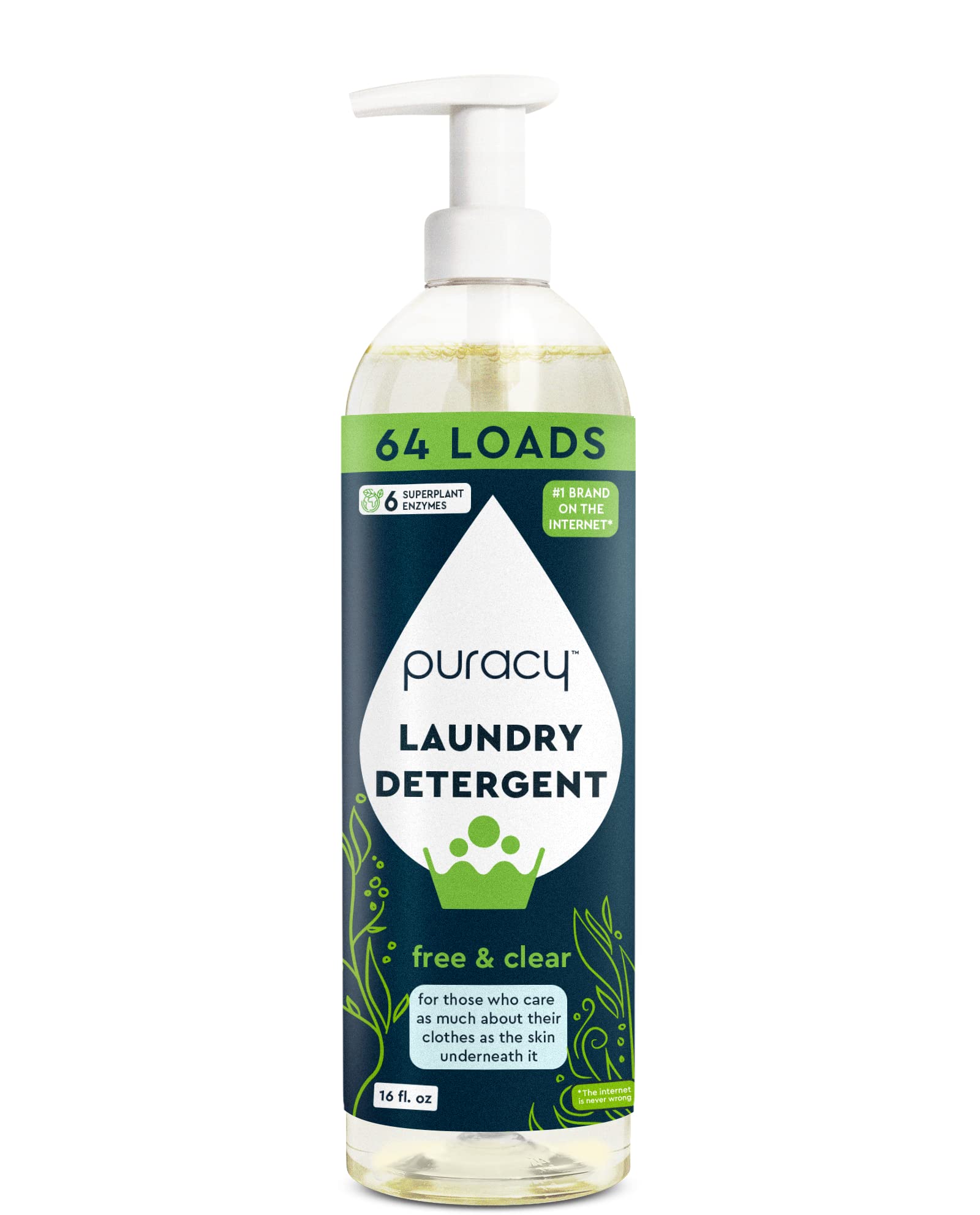 Puracy Natural Liquid Laundry Detergent - 64 Loads, Hypoallergenic & Plant-Based (99.4%) - Gentle on Sensitive Skin with Stain-Fighting Enzymes - Ideal for Baby Clothes, Delicates & Eco-Conscious Families