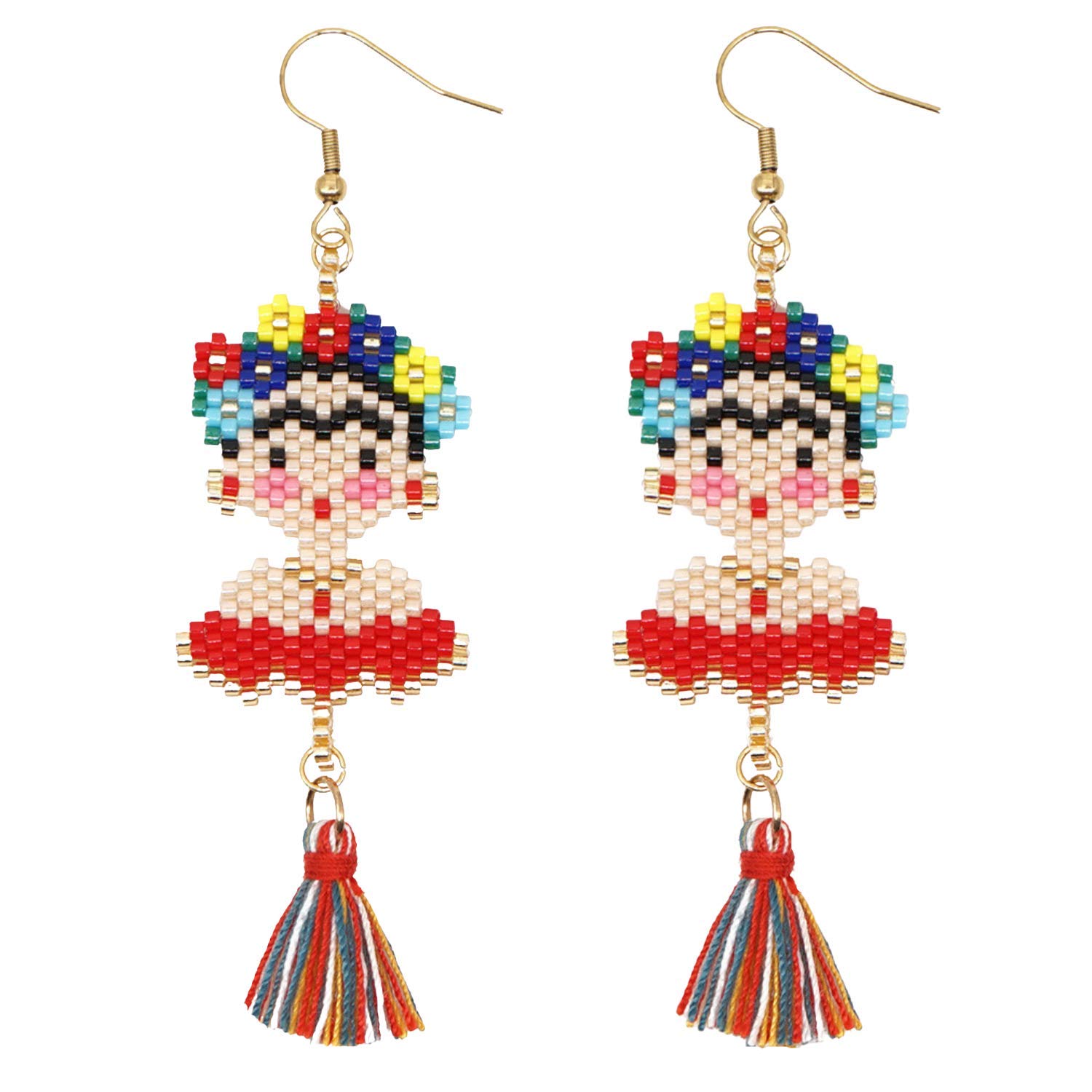 Handmade Mexican Style Dangle Earrings for Women - Cute Beaded Boho Jewelry with Inspirational Gift Card | Perfect for Festivals, Parties & Everyday Boho Fashion
