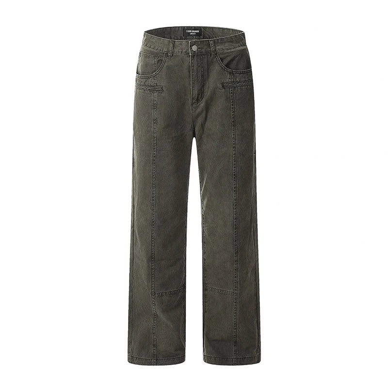 Men's Cargo Pants - Distressed Washed Straight Leg Tactical Pants for Men | Trendy High Street Style | Perfect for Outdoor Adventures, Workwear & Casual Wear | 9W1950