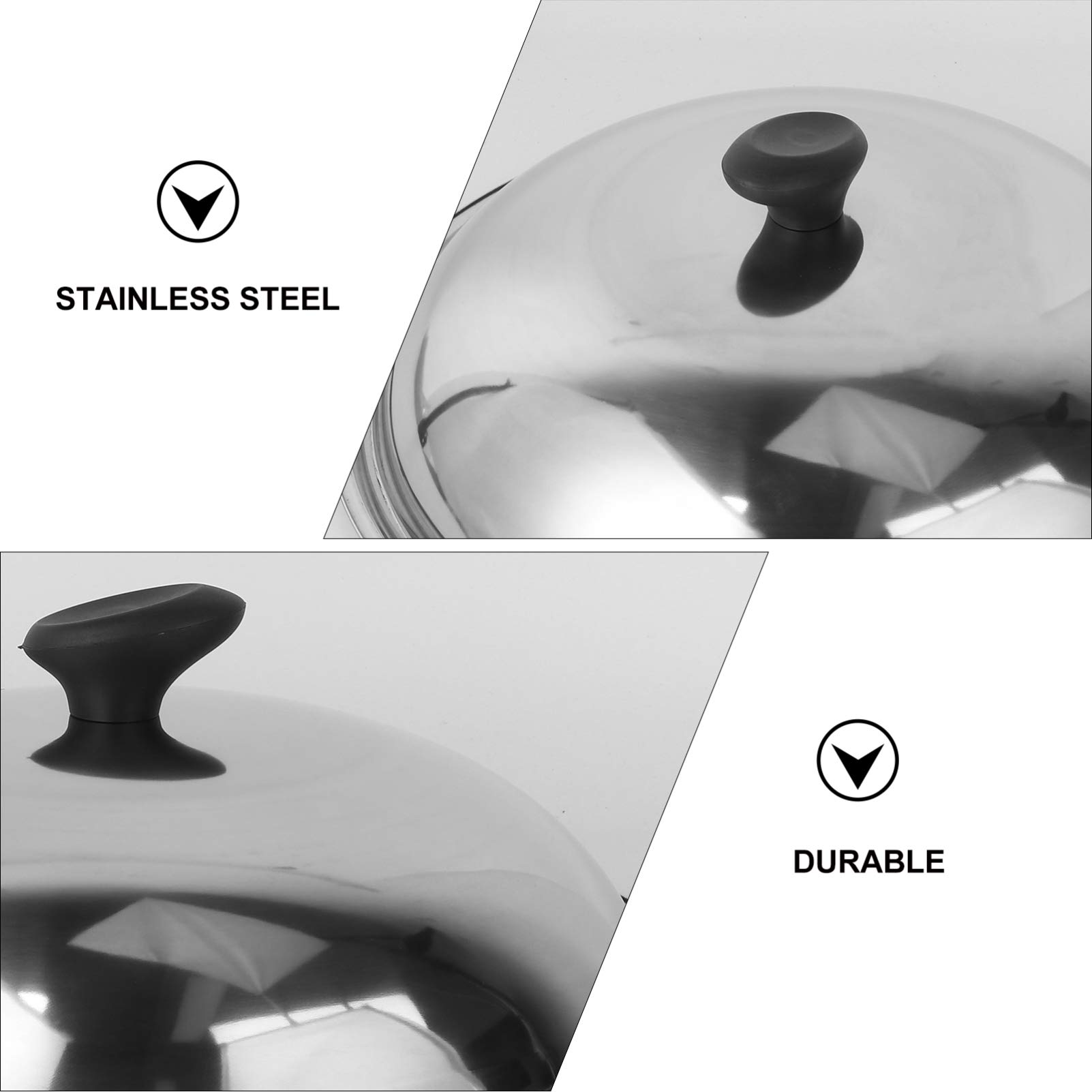 Hemoton 38cm Stainless Steel Cooking Pan Lid - Replacement Pot Cover for Skillet, Wok & Cookware - Round Knob Handle with Anti-Scald Design (Random Knob Style) - Perfect for Frying, Steaming & Slow Cooking