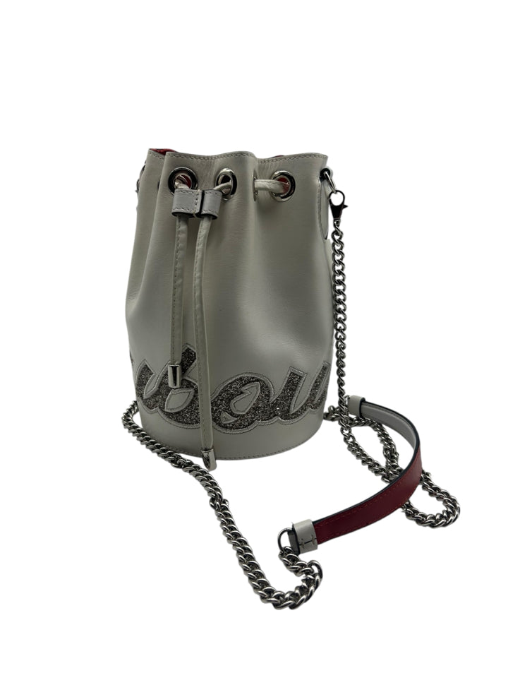 Christian Louboutin Marie Jane Crossbody Bucket Bag for Women - Luxury Leather Shoulder Bag with Gold-Tone Hardware, Perfect for Date Night & Evening Events