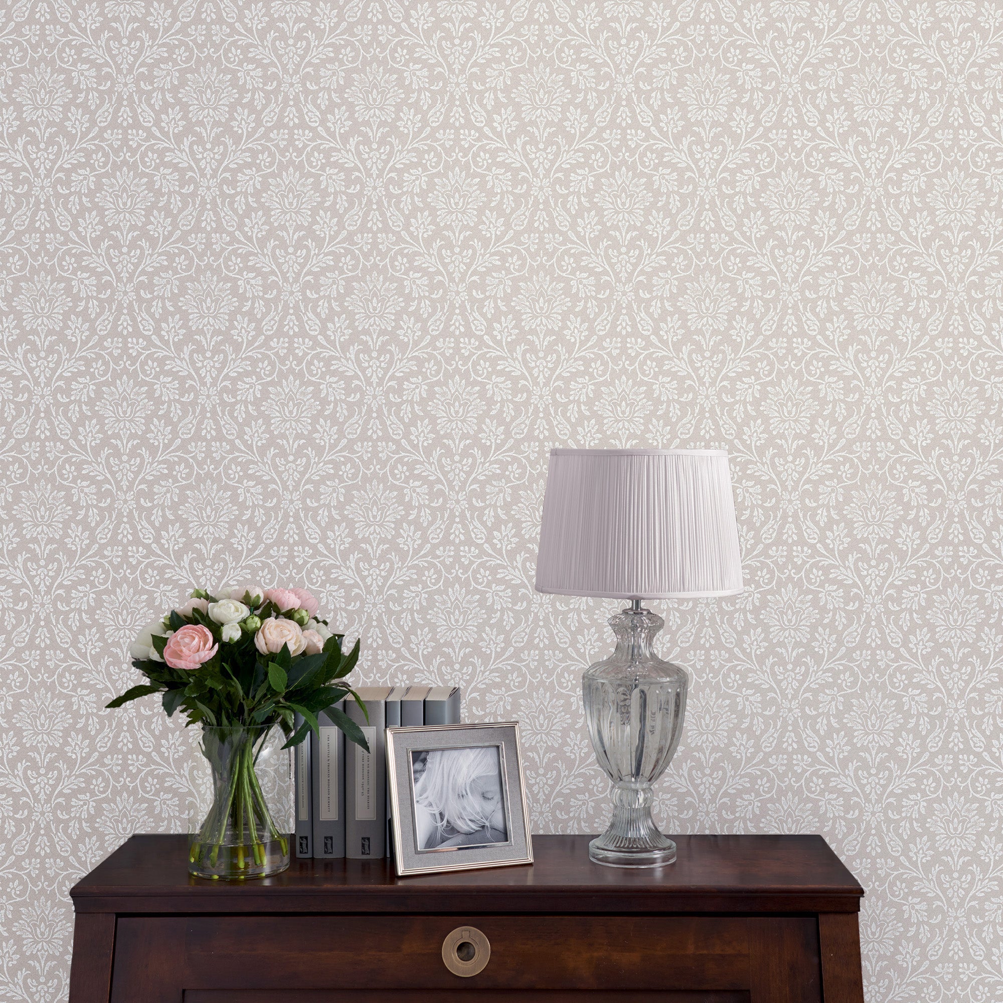 Laura Ashley Annecy Dove Grey Wallpaper - Premium Floral Peel & Stick Wallpaper for Bedroom, Living Room, and Nursery Decor