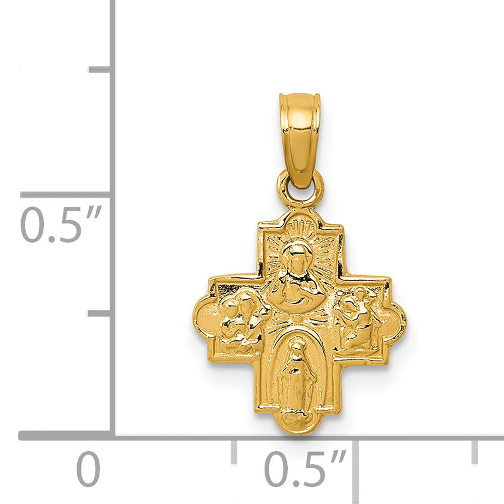 FJC Finejewelers 14k Yellow Gold Miniature Four Way Medal Charm - Elegant Religious Jewelry for Necklace, Bracelet & Gift Giving | Perfect for Baptism, First Communion & Special Occasions