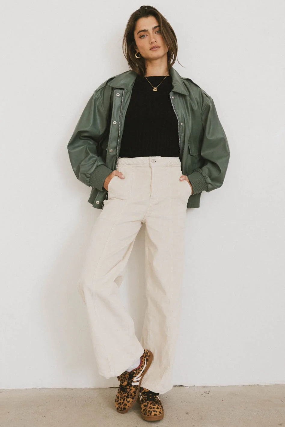 Ariella Women's Corduroy Pants in Ivory - Soft & Comfortable High-Waisted Trousers for Fall & Winter | Perfect for Casual Outfits, Office Wear & Weekend Errands