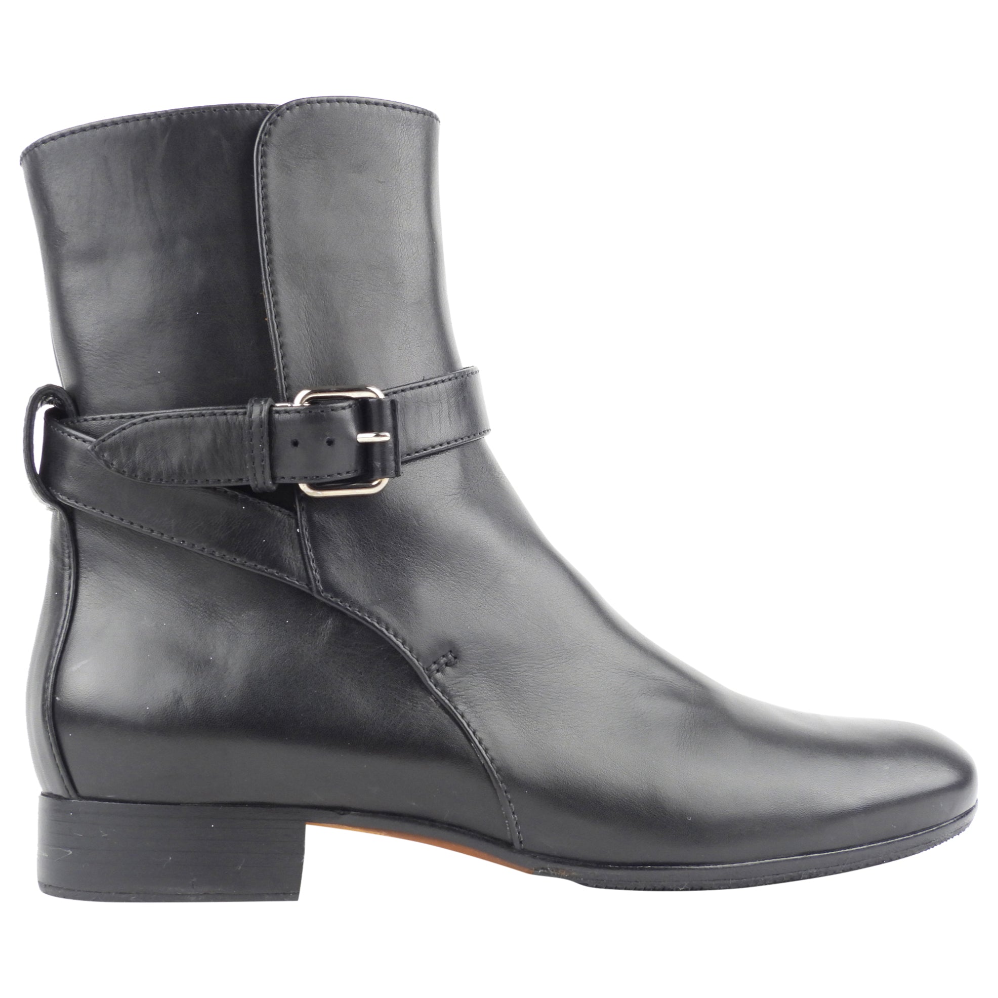 Celine Black Brushed Leather Block Heel Jodhpur Boots Size 38 | Luxury Ankle Boots for Women | Perfect for Office, Night Out & Fall Fashion