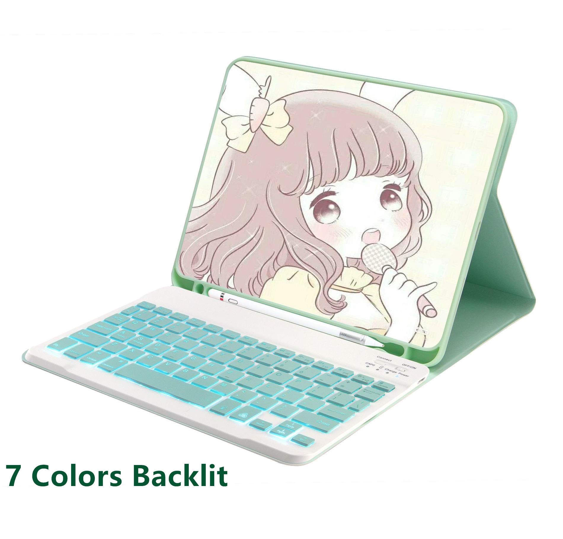 Backlit Bluetooth Keyboard Case for iPad Air 5th & 4th Gen 10.9 inch - Ultra Thin Lightweight Smart Cover with Color Key Caps & Pencil Holder (Mint Green) | Perfect for Work, Study, and Travel