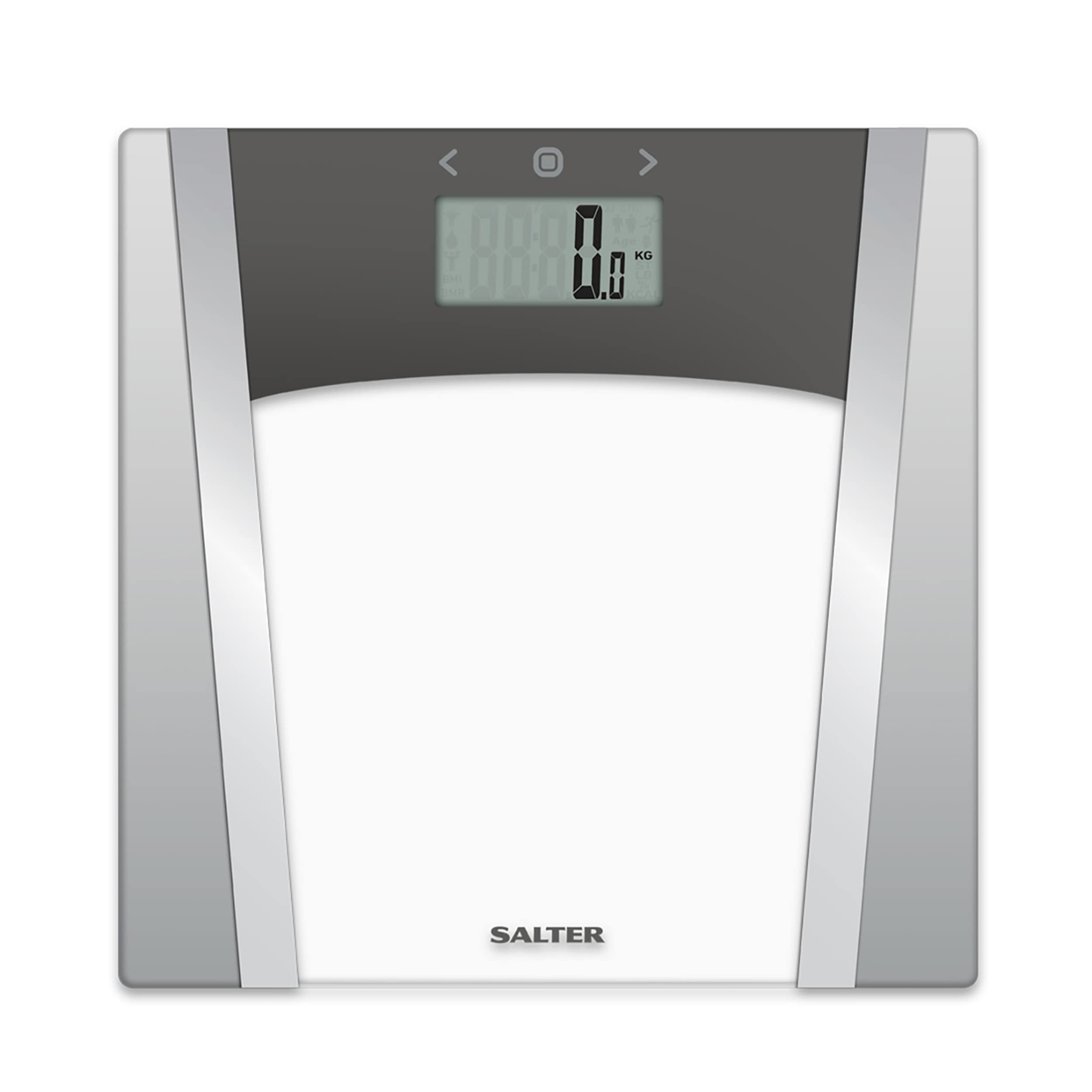 Salter 9127 SVSV3R Glass Digital Bathroom Scale – 180KG Capacity, Measures Body Fat, Water, Muscle, Bone Mass, BMI & BMR, 10 User Memory, Step-On Technology with Batteries Included – Perfect for Home Fitness Tracking & Health Monitoring