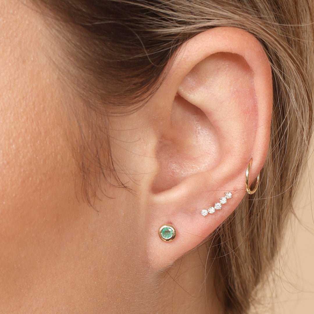 14K Yellow Gold Diamond Constellation Ear Climber Flat Back Stud Earrings - Perfect for Parties, Weddings & Everyday Elegance