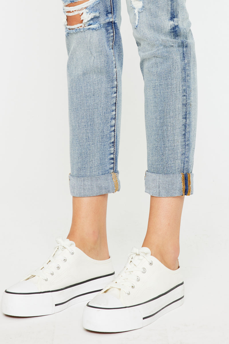 Clarie Mid Rise Boyfriend Jeans for Women - Comfortable Stretch Denim Pants | Casual Everyday Wear & Weekend Outfits