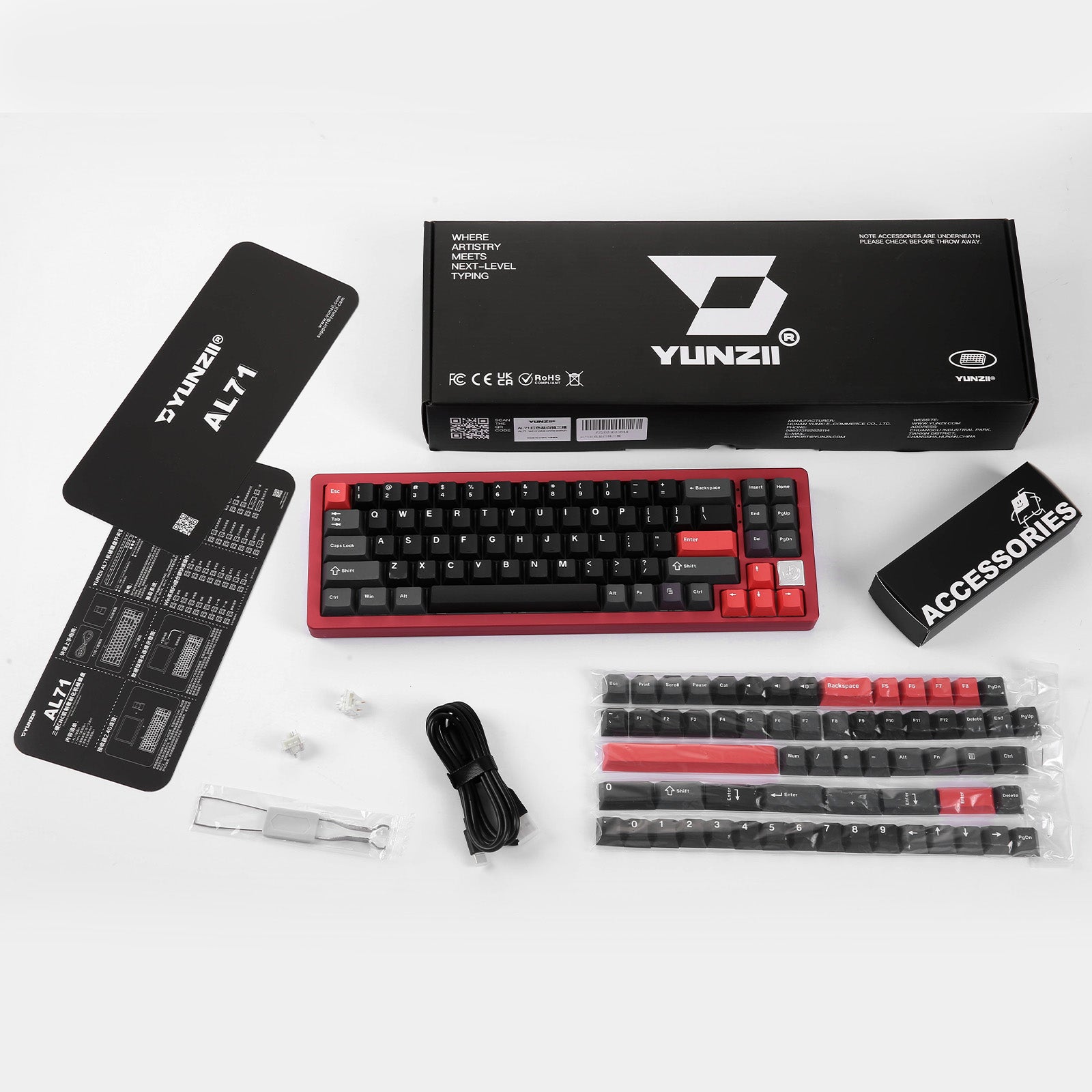 YUNZII AL71 Full Aluminum Mechanical Keyboard - 87 Keys, RGB Backlit, Wired Gaming Keyboard for PC, Mac, Laptop - Perfect for Office Work, Typing & Gaming