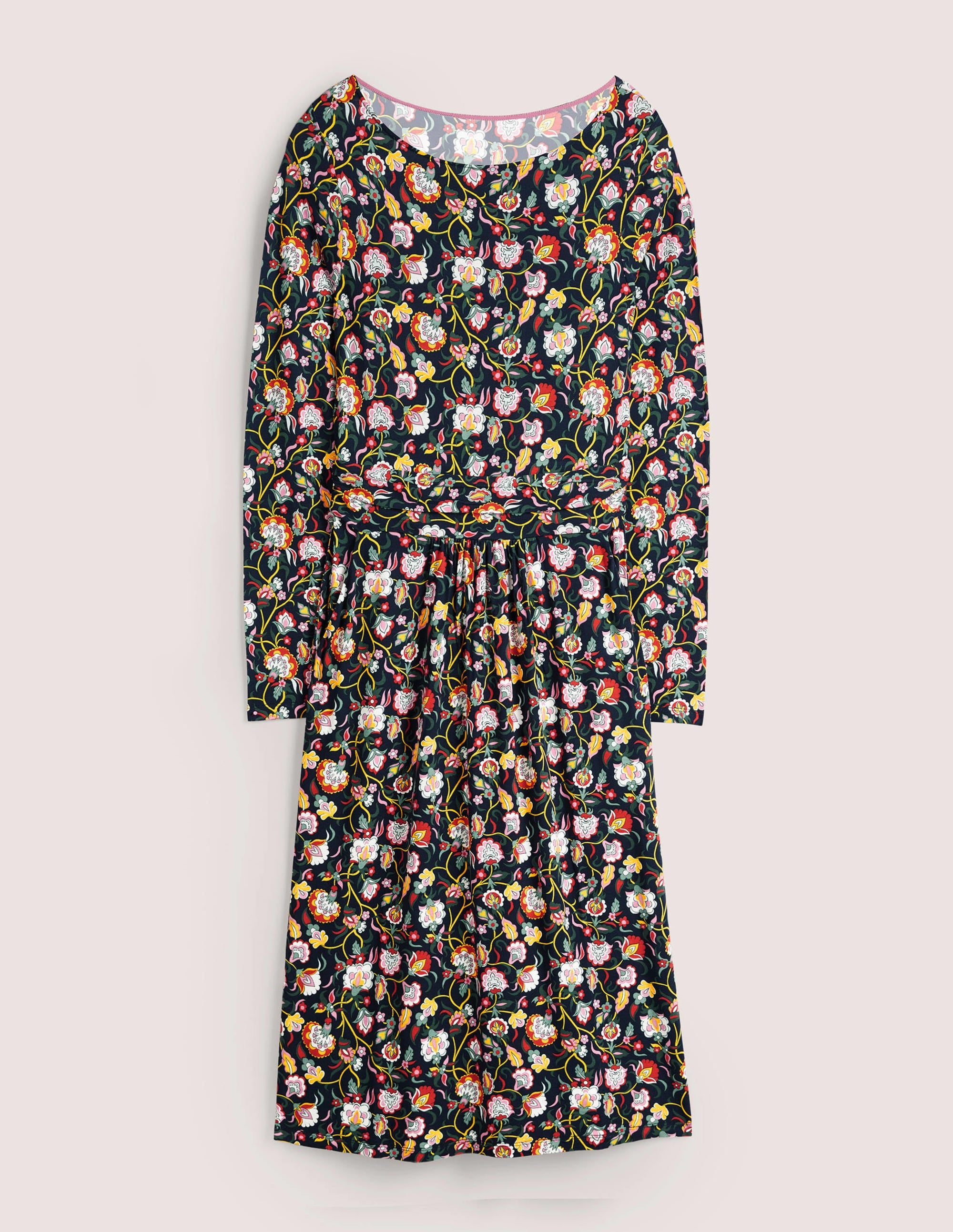 Abigail Jersey Dress French Navy - Elegant Floral Print Women's Dress for Casual Wear, Office & Summer Outfits