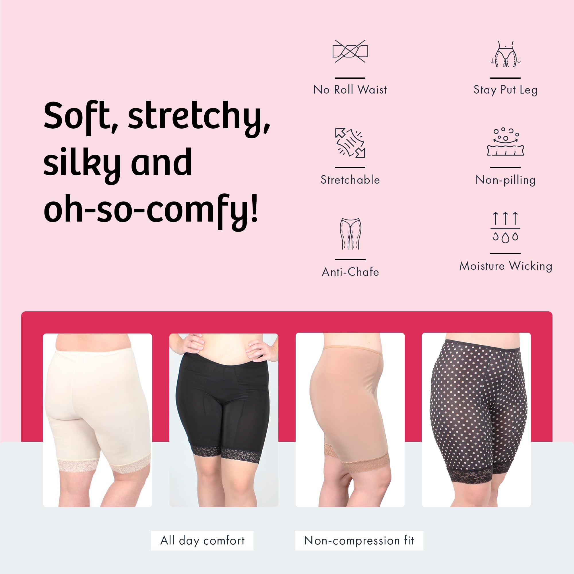 Undersummers Fusion Slip Shorts for Women - 9” Inseam Anti-Chafing Thigh Shorts Under Dresses | Perfect for Summer, Work, Travel & Active Wear