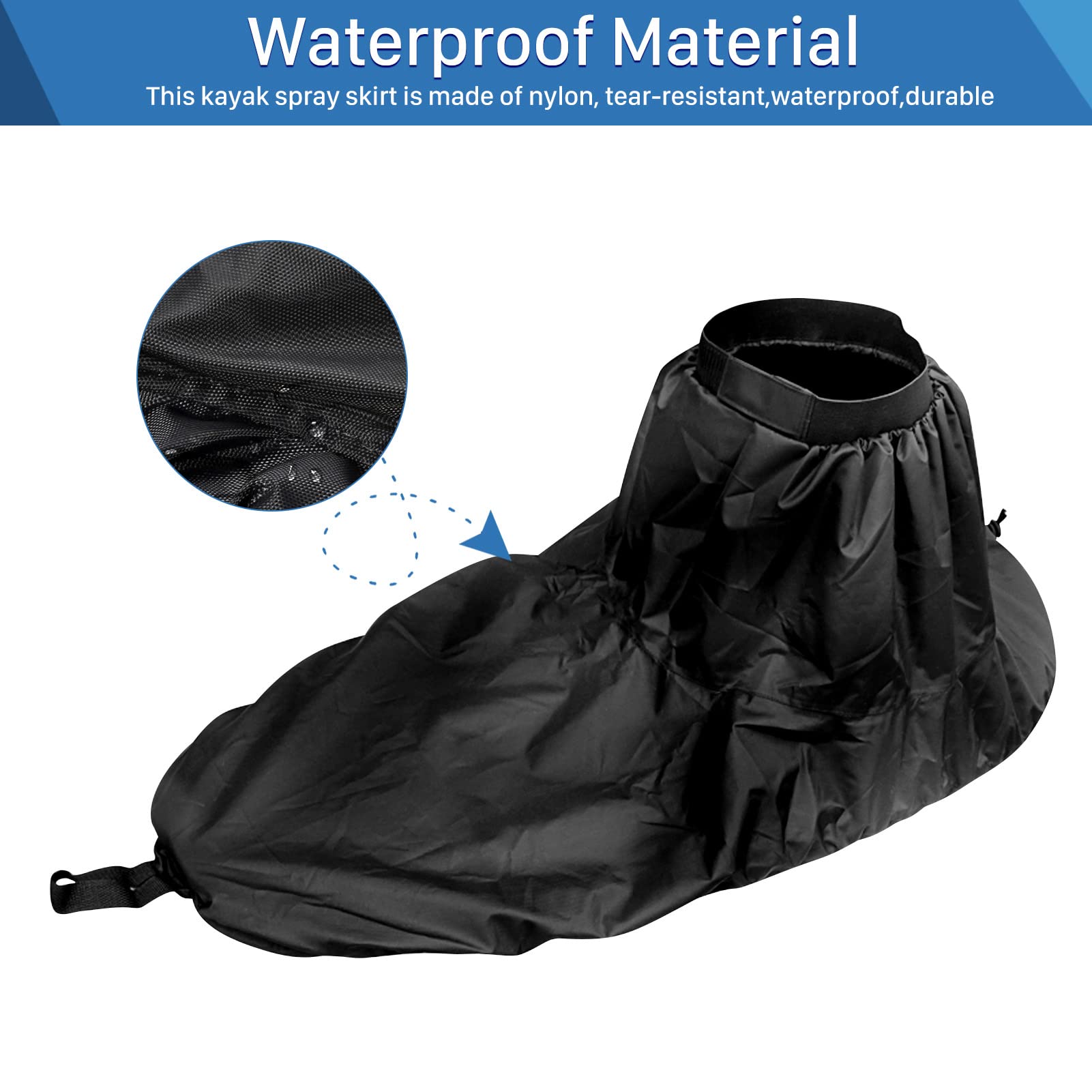**Zerone Adjustable Nylon Kayak Spray Skirt - Universal Waterproof Kayaking Skirt for Canoeing & Whitewater Paddling - Perfect for Kayak Accessories & Water Sports Gear**