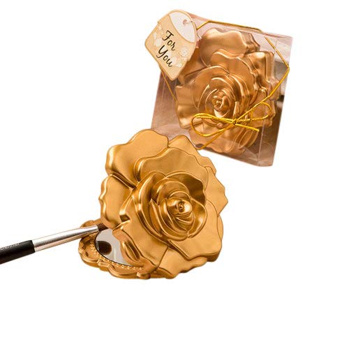 FASHIONCRAFT 5969 Ornate Matte Gold Rose Design Compact Mirror - Elegant Cosmetic Mirror for Weddings, Bridal Showers & Sweet 16 Parties (Pack of 120) - Perfect Gift for Bridesmaids, Guests & Makeup Touch-Ups