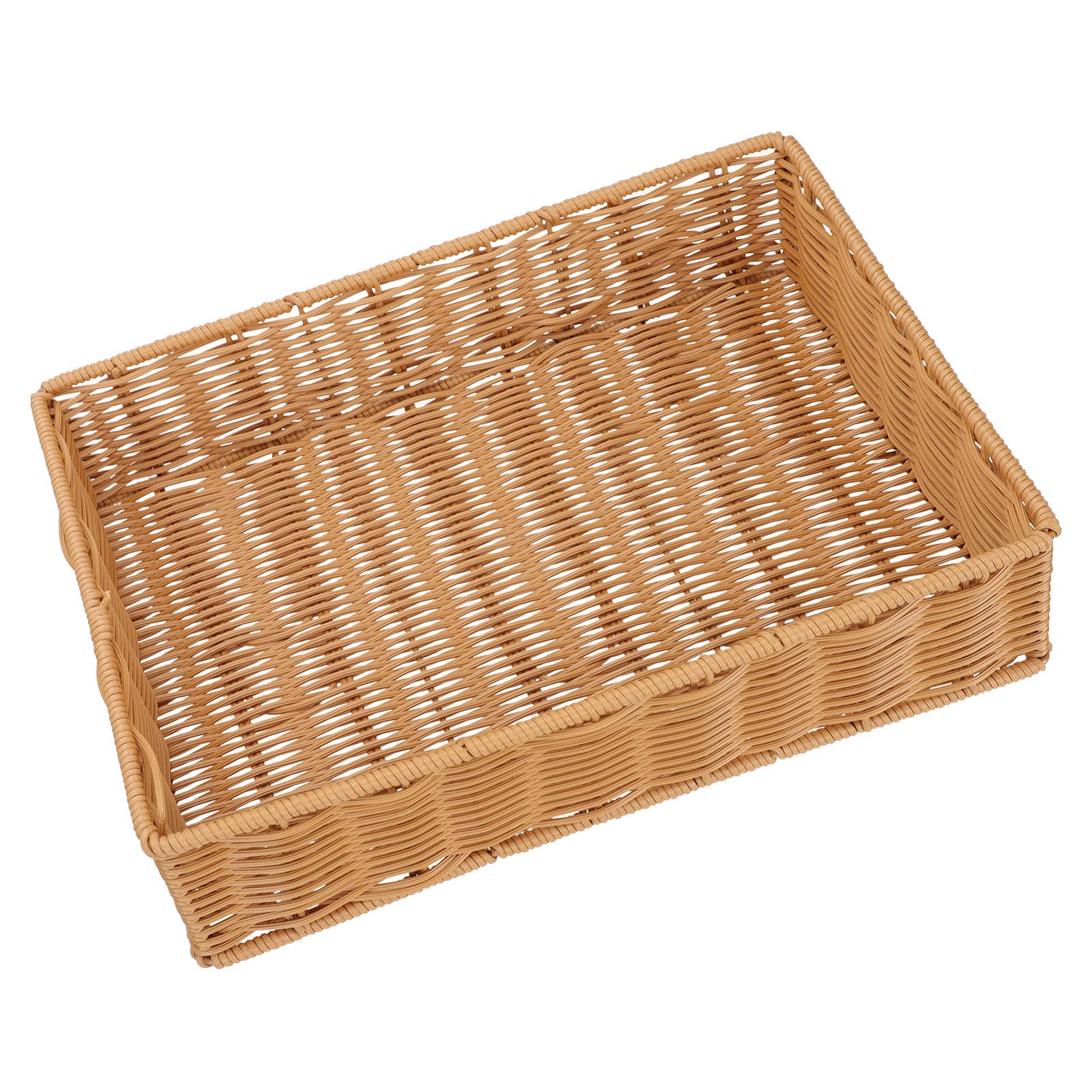Tomaibaby Rattan Serving Tray - Rectangular Woven Wicker Basket for Fruits, Bread & Vegetables | Kitchen Countertop Organizer & Picnic Serving Dish | Perfect for Home Decor, Dining Table Centerpiece & Outdoor Gatherings